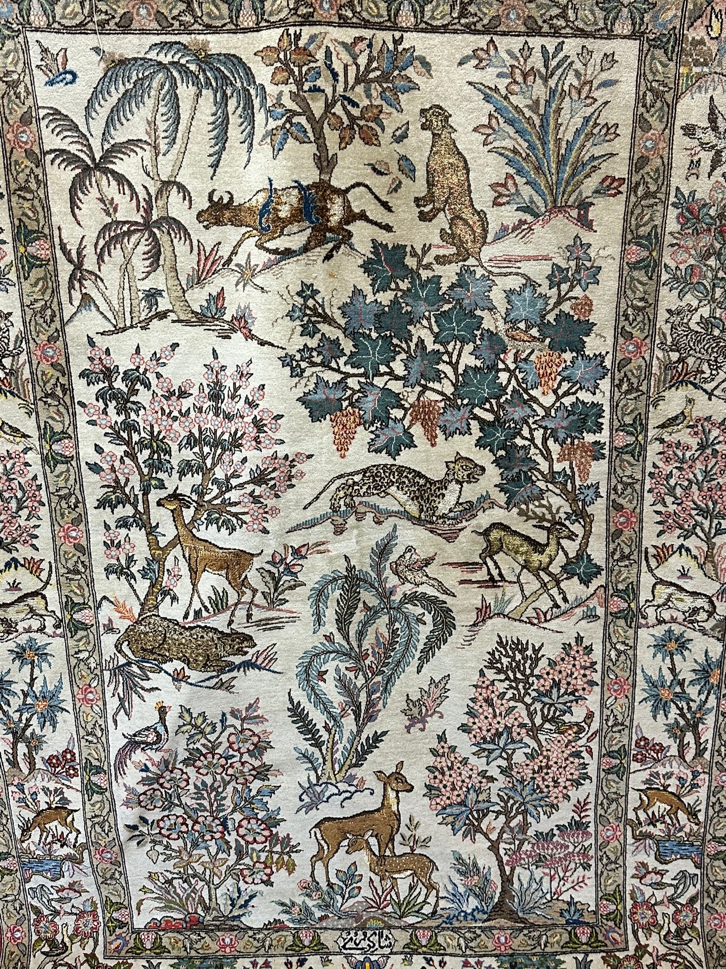Orientteppich handgeknüpft Ghom 207x140 cm antik Korkwolle