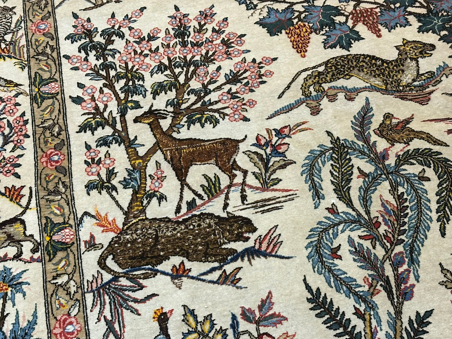 Orientteppich handgeknüpft Ghom 207x140 cm antik Korkwolle