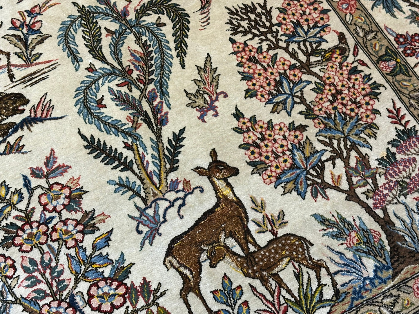 Orientteppich handgeknüpft Ghom 207x140 cm antik Korkwolle