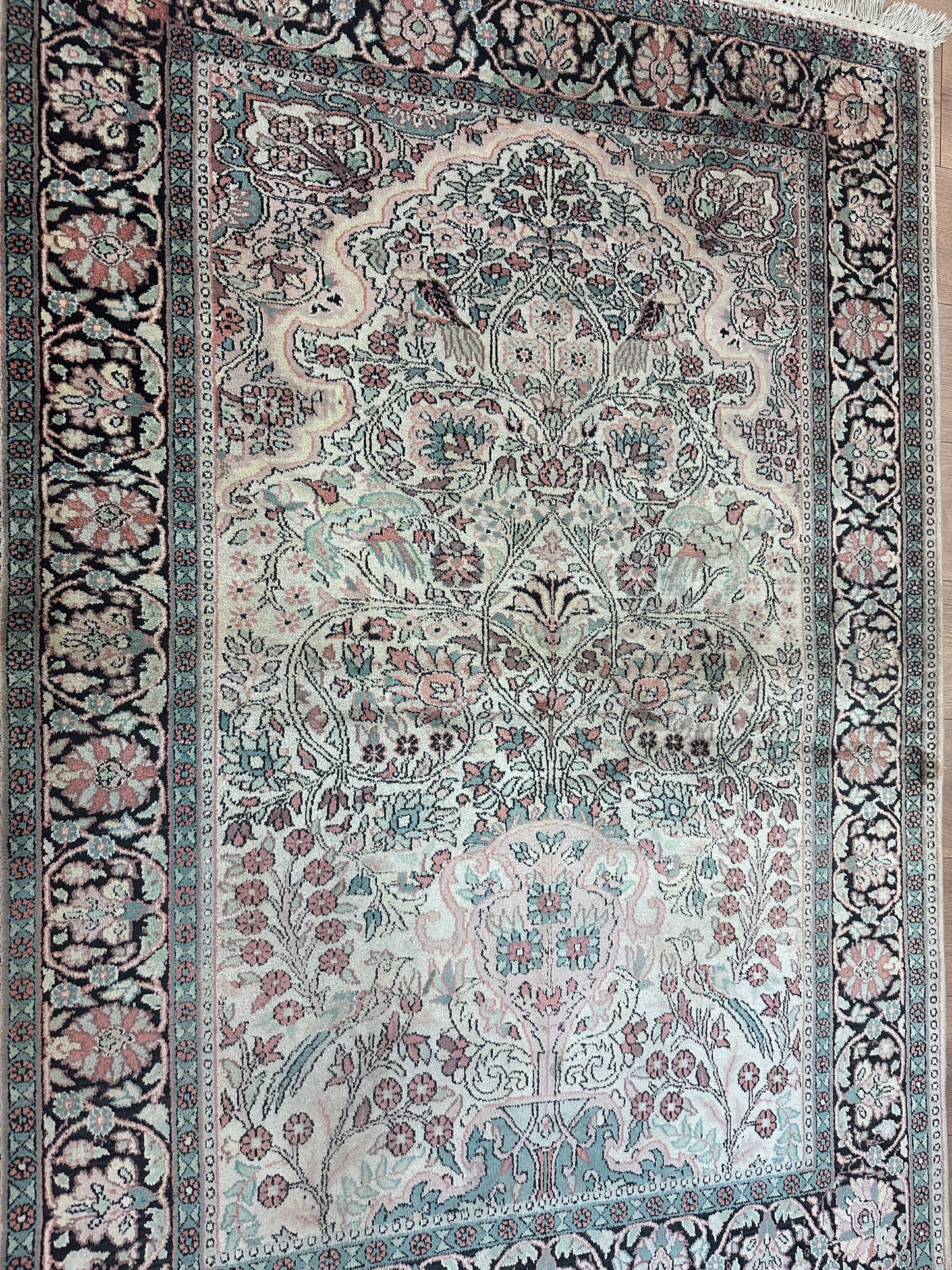 Handgeknüpfter Orientteppich - Kaschmir Seidenteppich Ghom Lebensbaum 75x120 cm