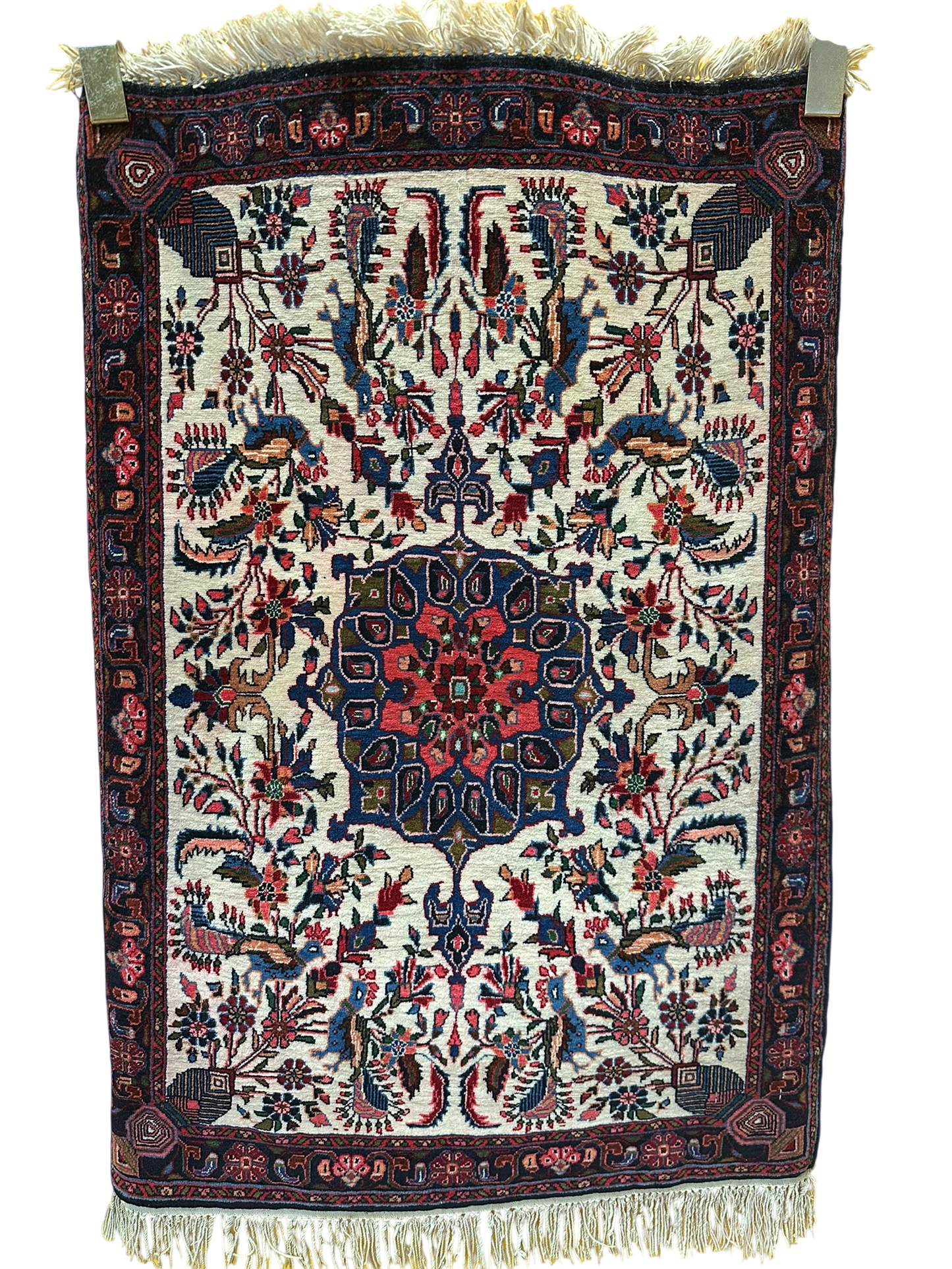 Orientteppich handgeknüpft 100x63 cm Bidjar Korkwolle