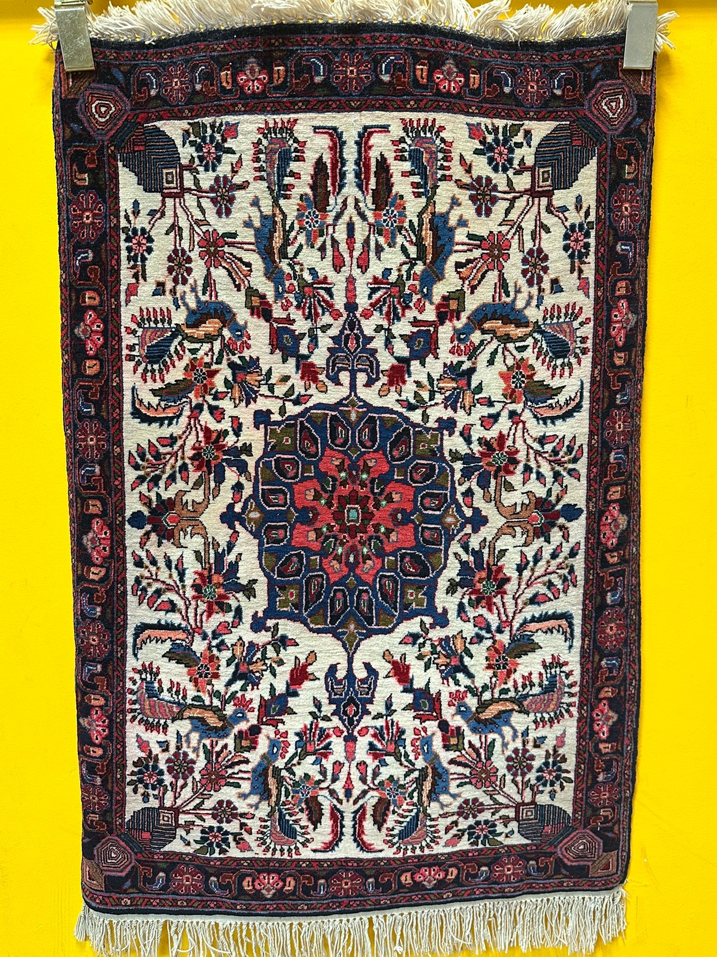 Orientteppich handgeknüpft 100x63 cm Bidjar Korkwolle