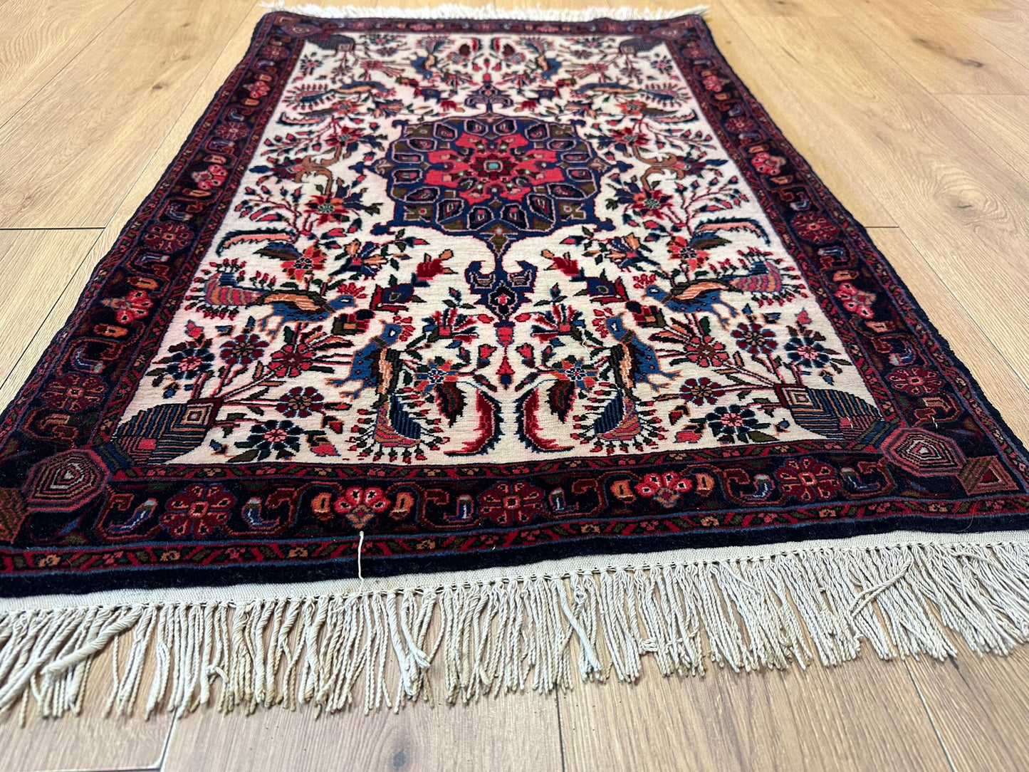Orientteppich handgeknüpft 100x63 cm Bidjar Korkwolle
