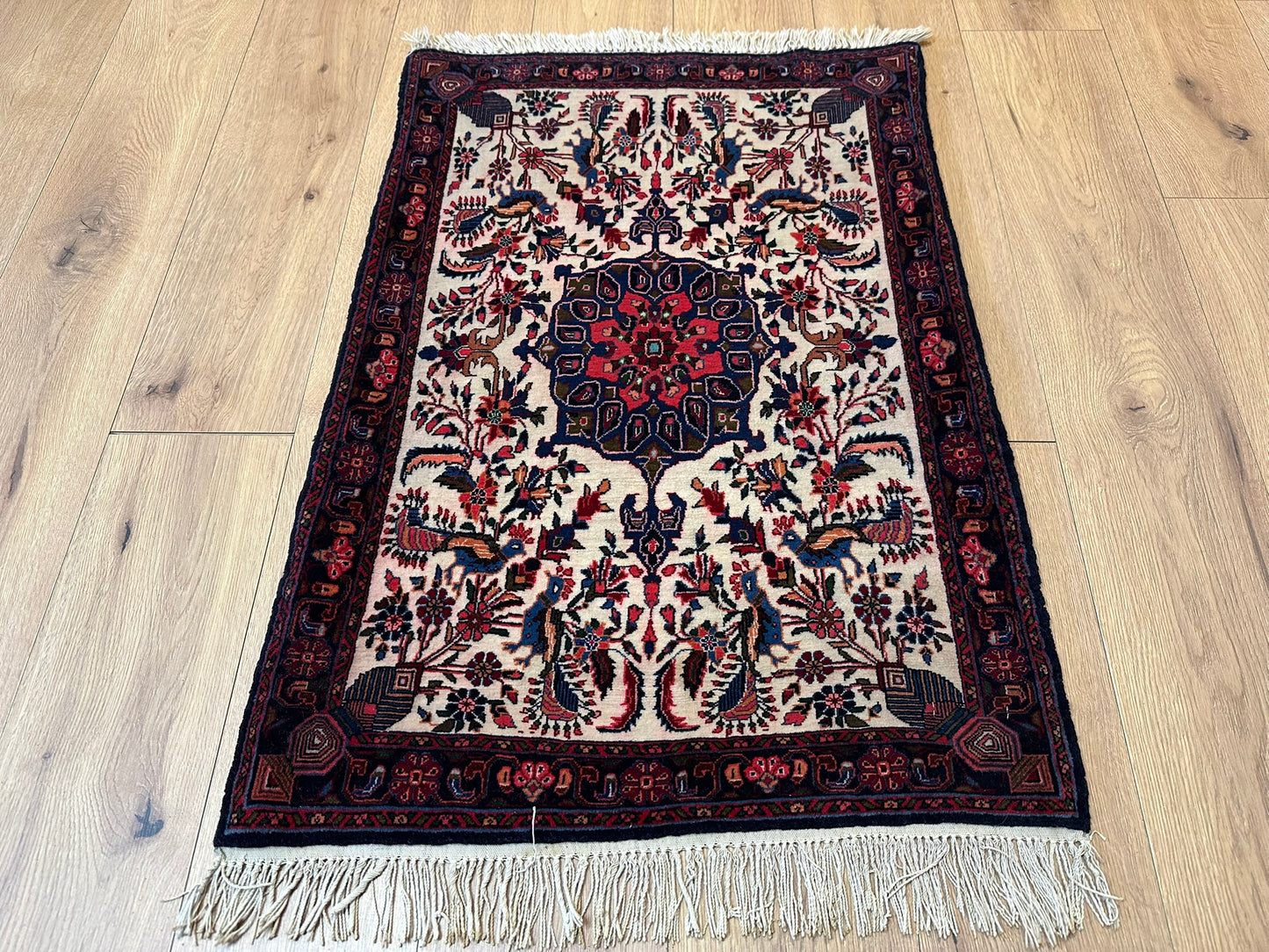 Orientteppich handgeknüpft 100x63 cm Bidjar Korkwolle