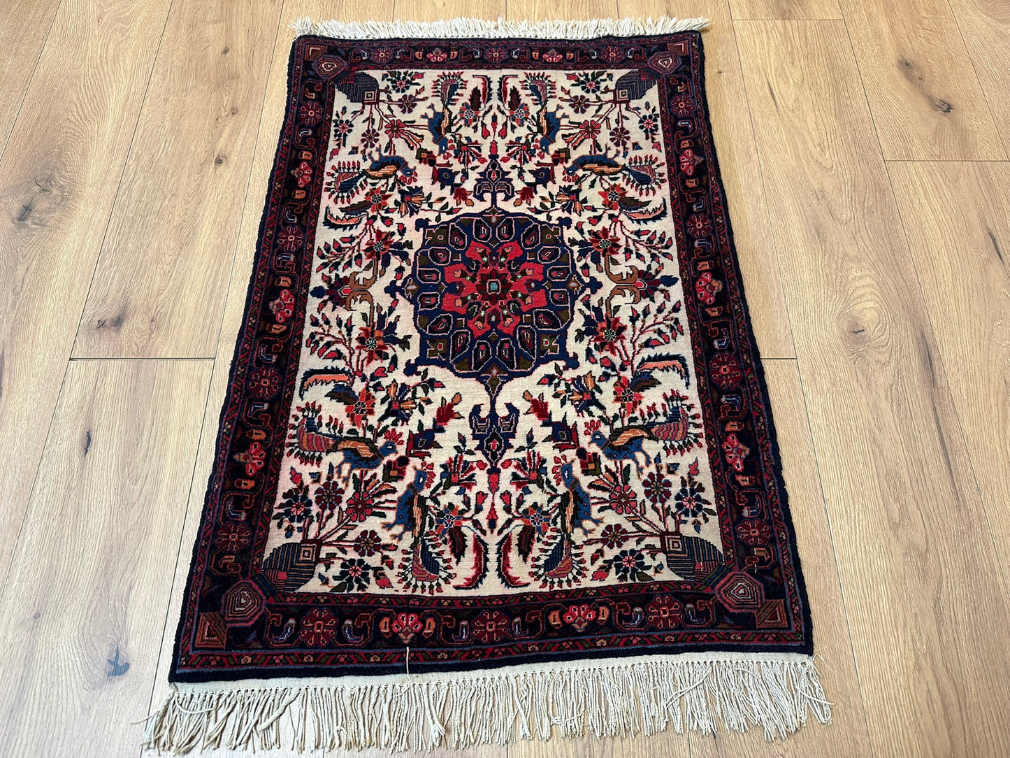 Orientteppich handgeknüpft 100x63 cm Bidjar Korkwolle
