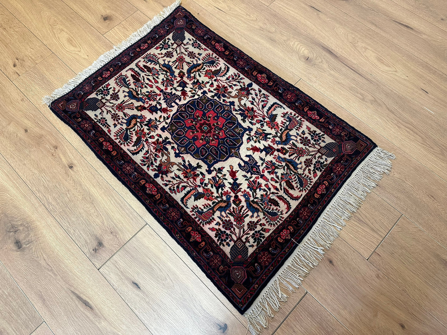 Orientteppich handgeknüpft 100x63 cm Bidjar Korkwolle