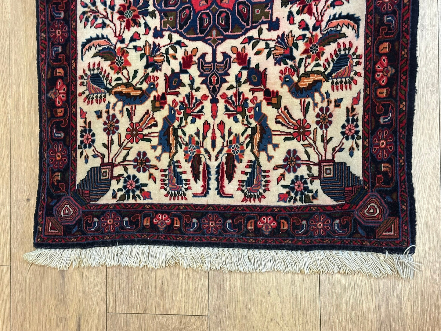 Orientteppich handgeknüpft 100x63 cm Bidjar Korkwolle