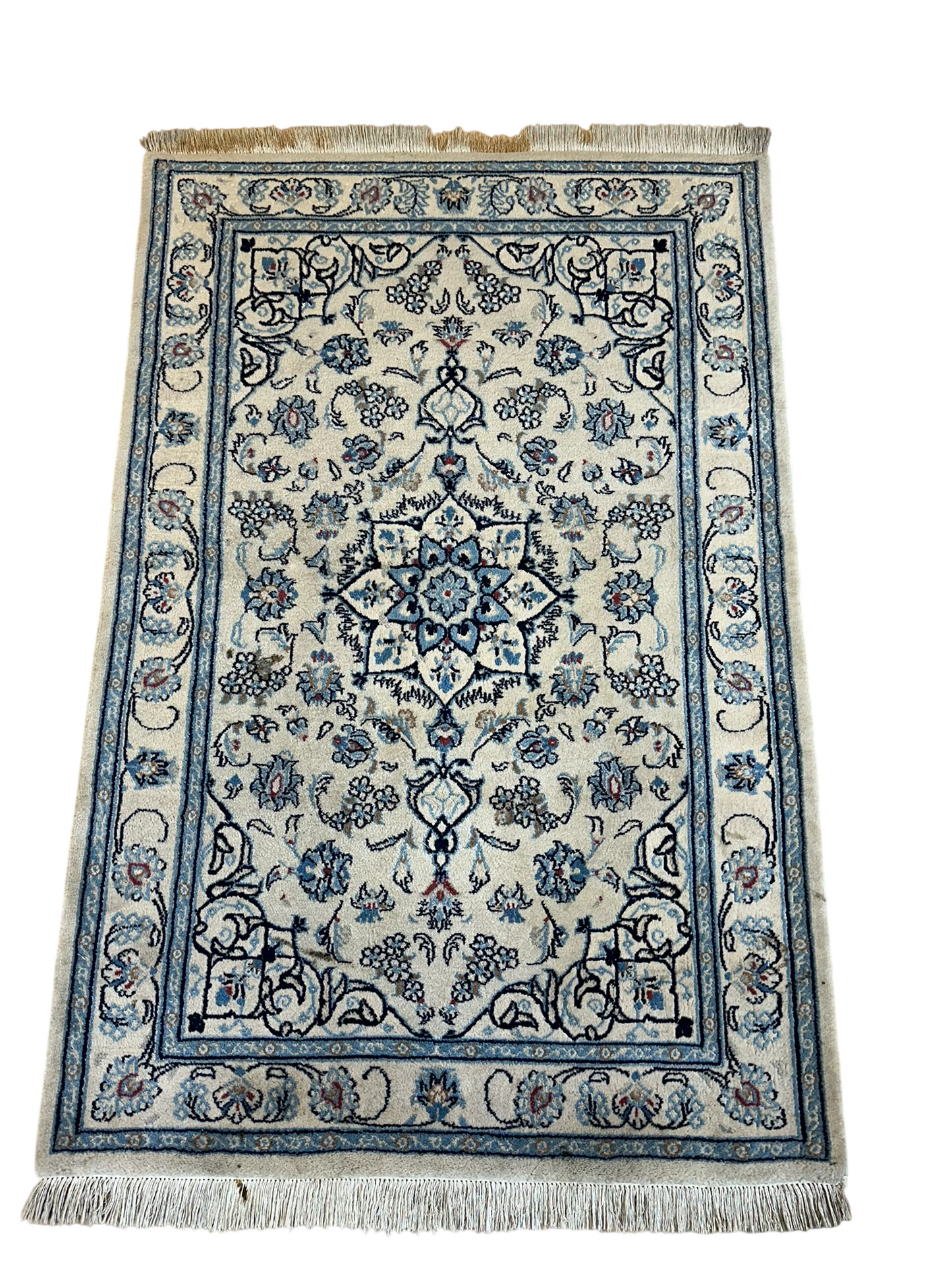Orientteppich handgeknüpft Nain mit Seide 140x90 cm