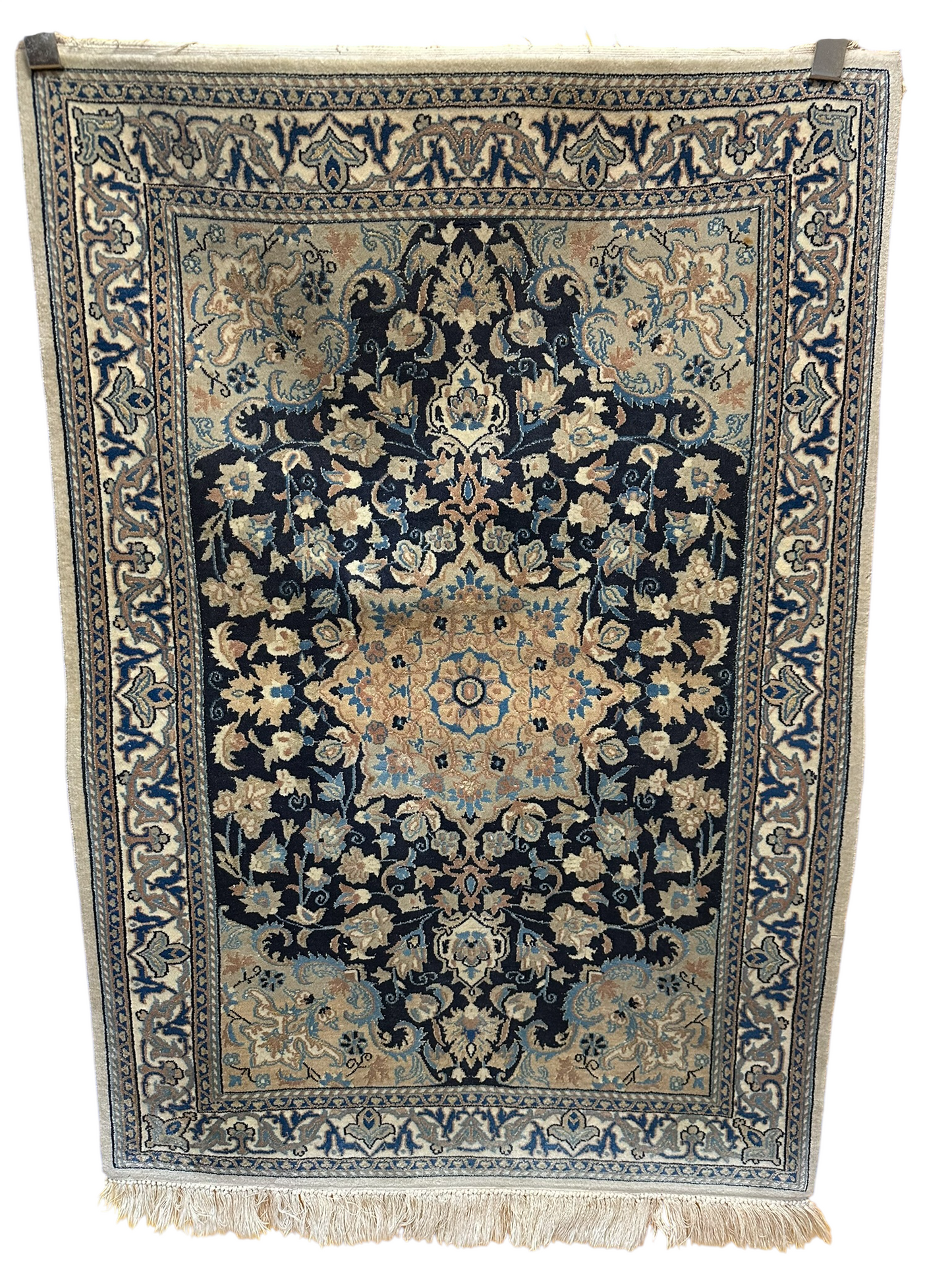 Orientteppich handgeknüpft 124x87 cm Nain mit Seide