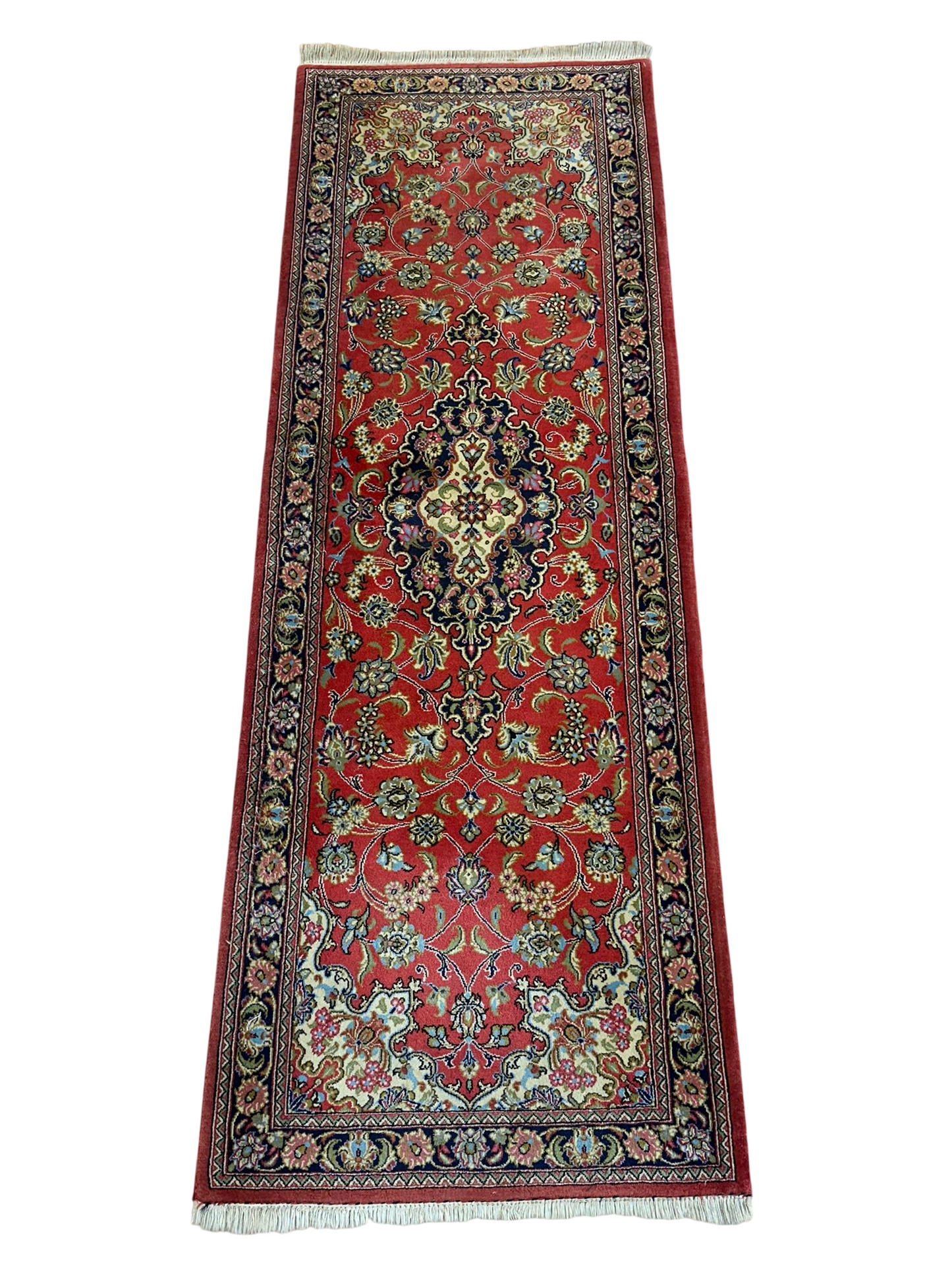 Orientteppich handgeknüpft Ghom Korkwolle 205x70 cm