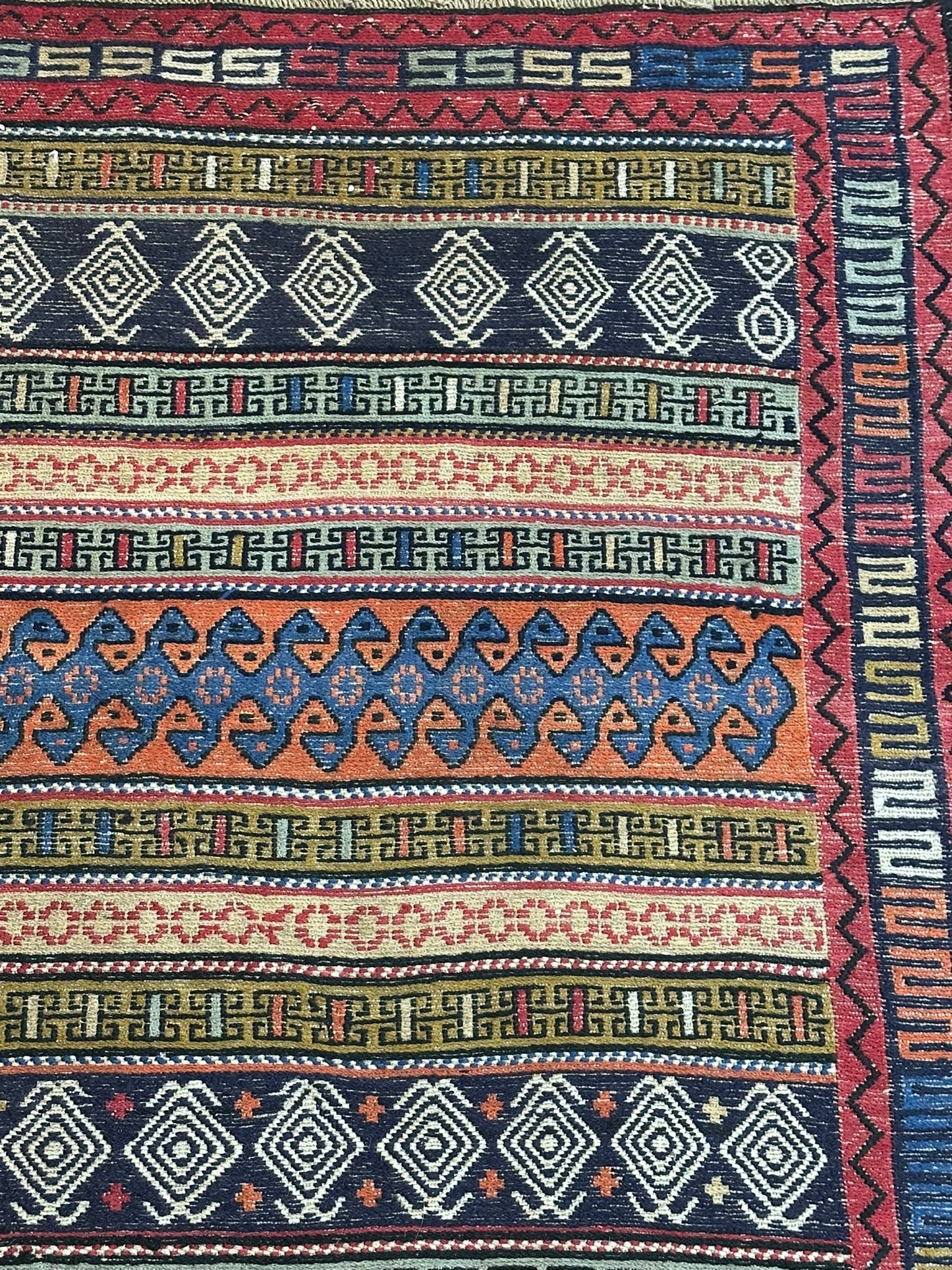 Orientteppich handgeknüpft 270x96 cm Kelim Sumack Antik
