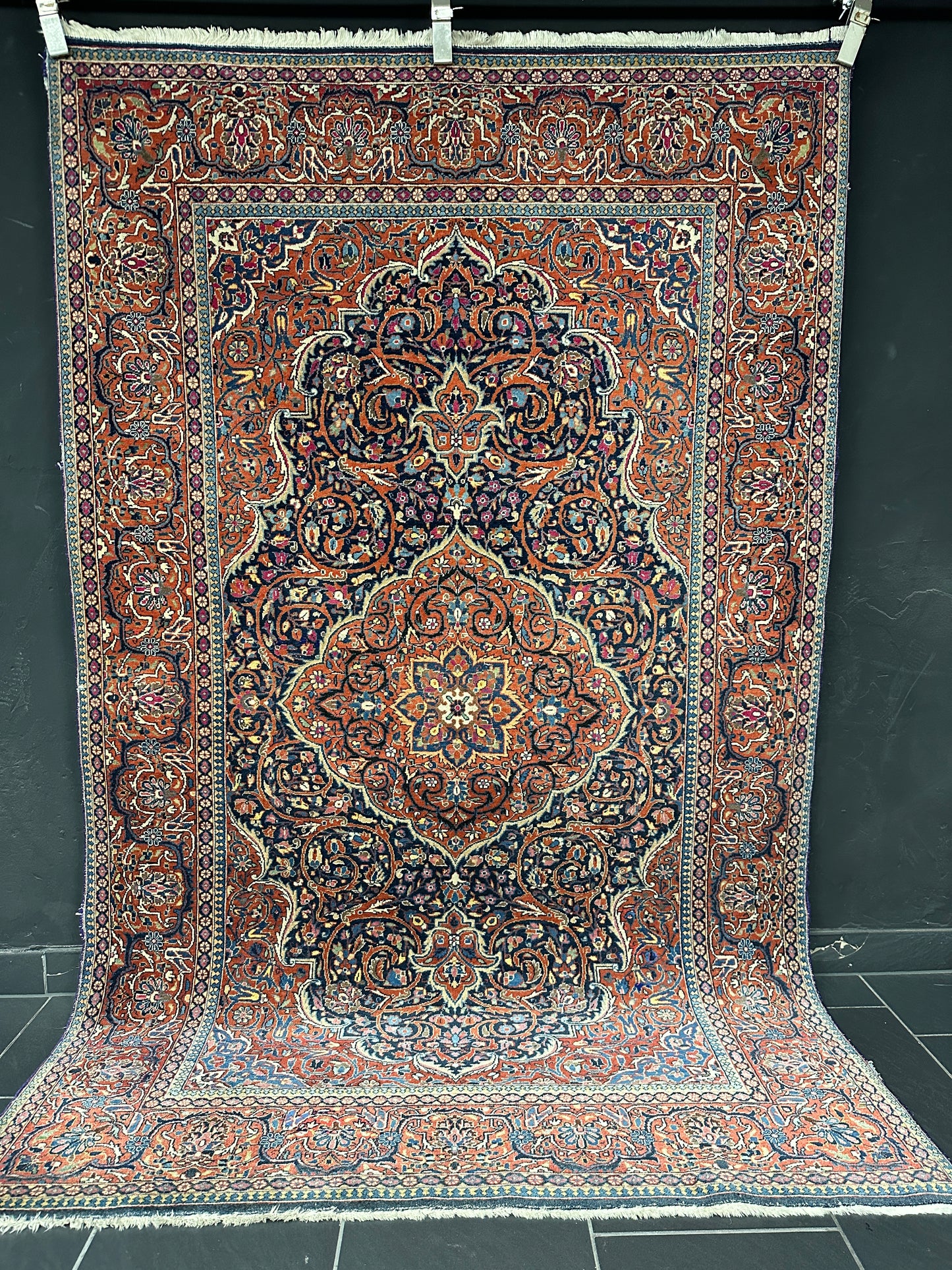Handgeknüpfter Perser Orientteppich Antiker Feiner Ghom Sarough 212x135 cm