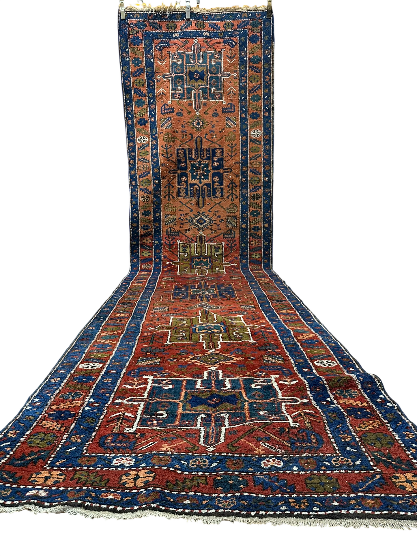 Orientteppich handgeknüpft 462x118 cm Heriz Antik