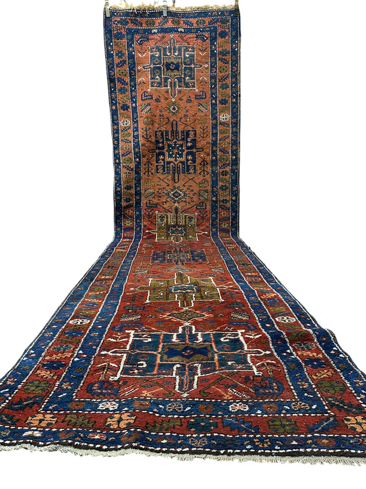 Orientteppich handgeknüpft 462x118 cm Heriz Antik