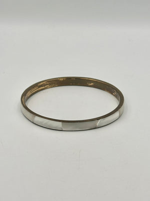 Vintage Goldfarbener Armreif mit Weißer Schale