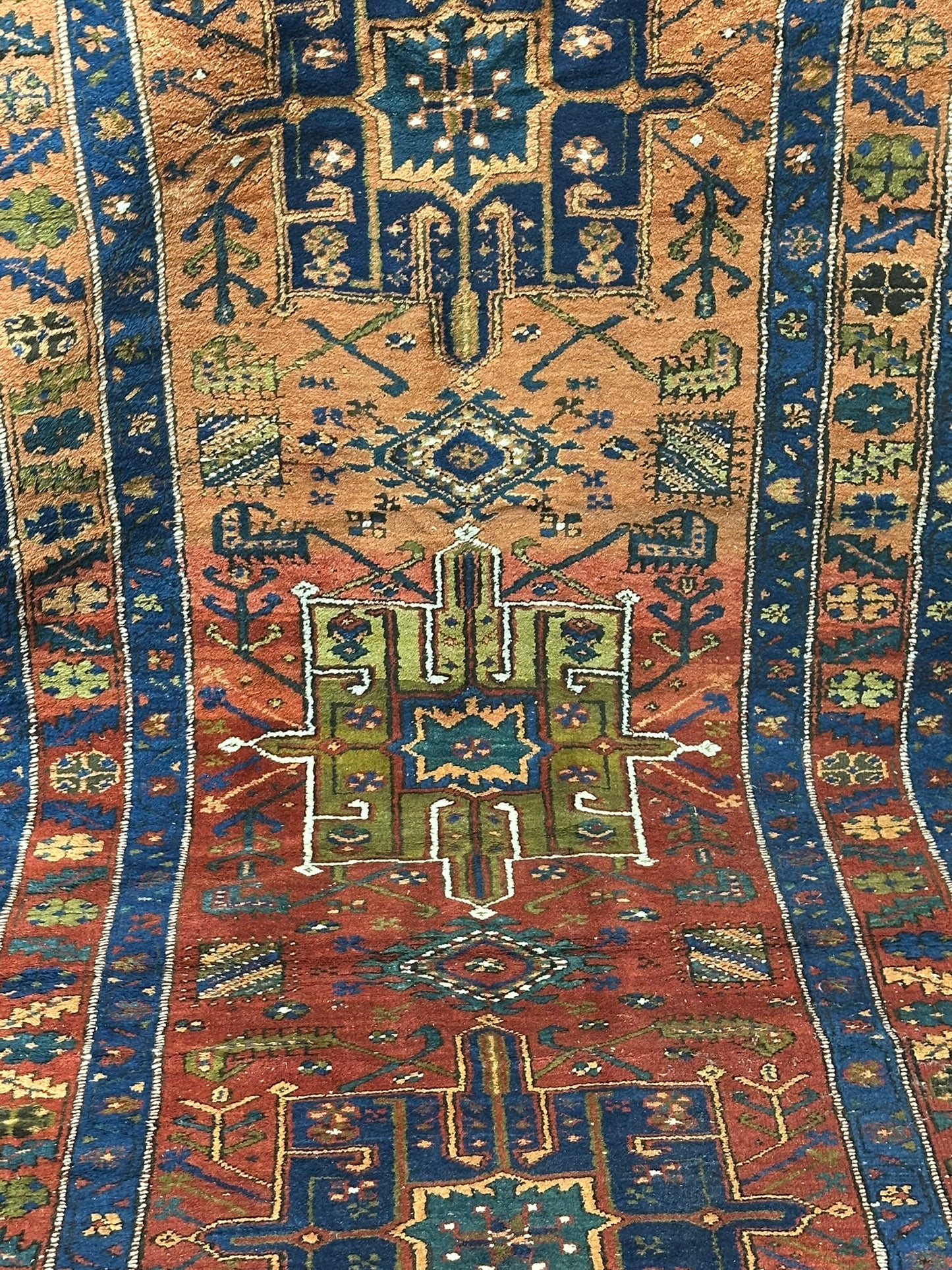 Orientteppich handgeknüpft 462x118 cm Heriz Antik