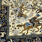 Orientteppich handgeknüpft Ghom Jagdmotiv Korkwolle Semi-Antik 213x142 cm