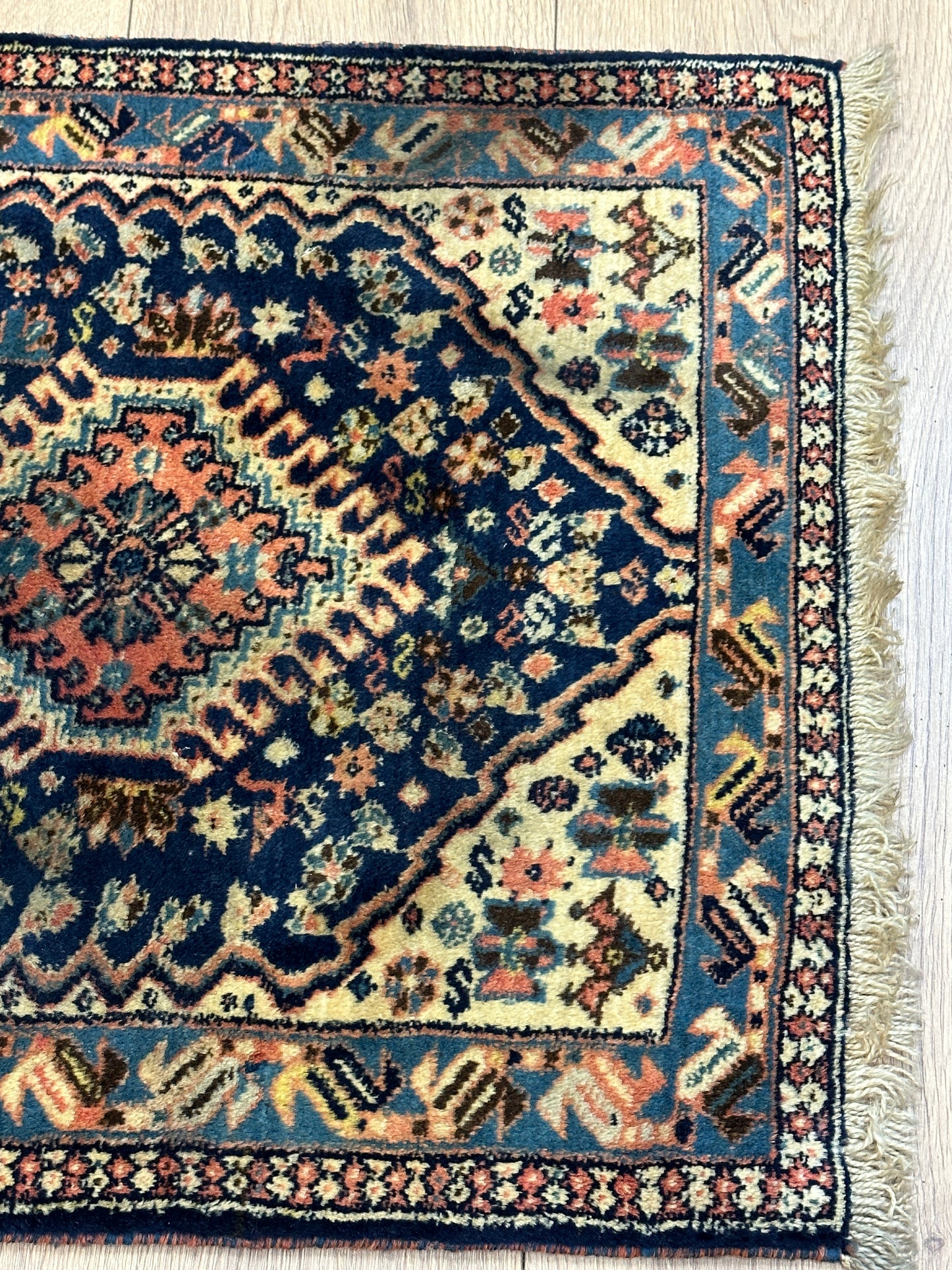 Handgeknüpfter Perser Orientteppich Yalamel Jugendstil - Naturfarben 82x53 cm