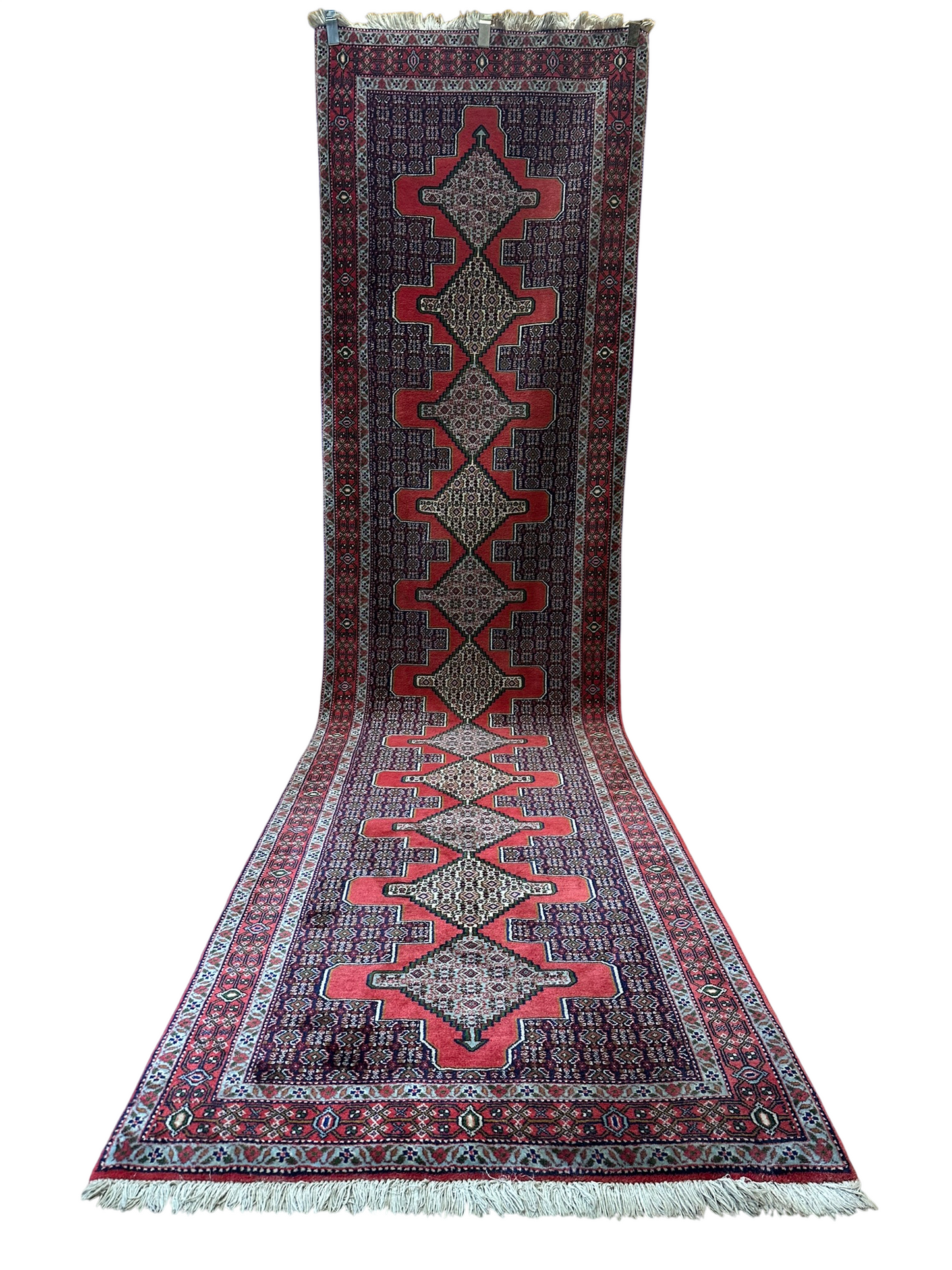 Orientteppich handgeknüpft 263x93 cm Senneh Bidjar Läufer