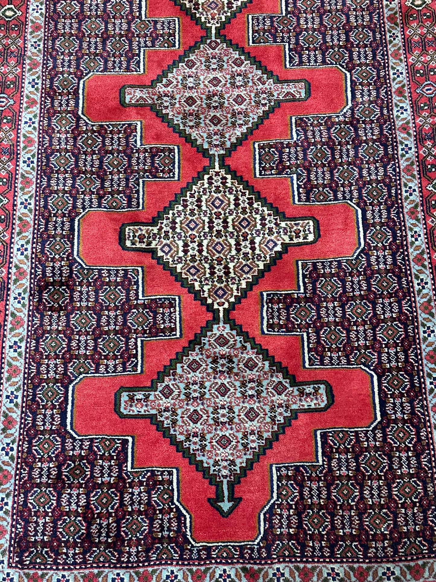 Orientteppich handgeknüpft 263x93 cm Senneh Bidjar Läufer