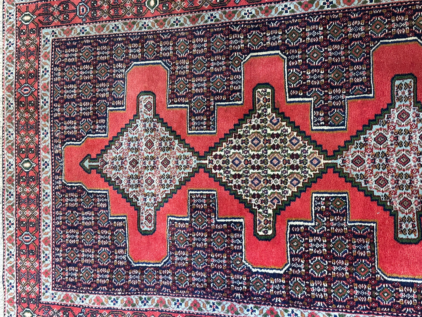 Orientteppich handgeknüpft 263x93 cm Senneh Bidjar Läufer