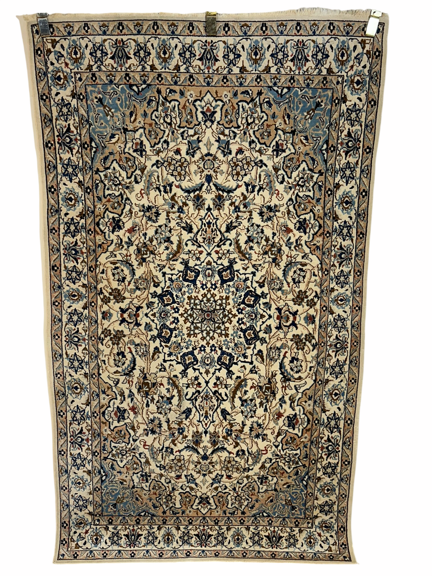 Orientteppich handgeknüpft Nain mit Seide 200x115 cm
