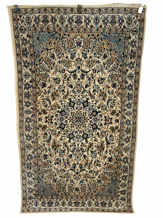 Orientteppich handgeknüpft Nain mit Seide 200x115 cm