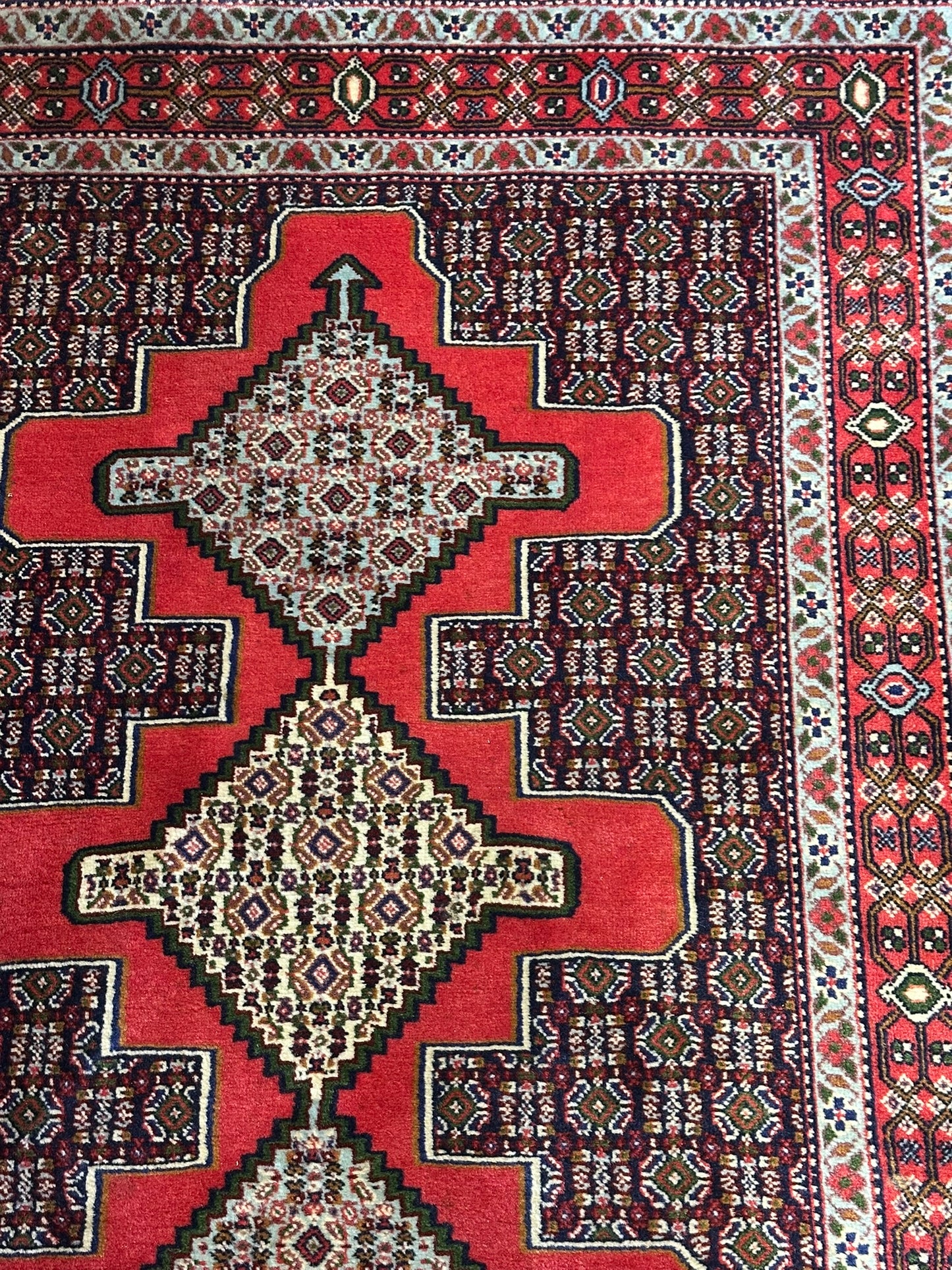 Orientteppich handgeknüpft 263x93 cm Senneh Bidjar Läufer