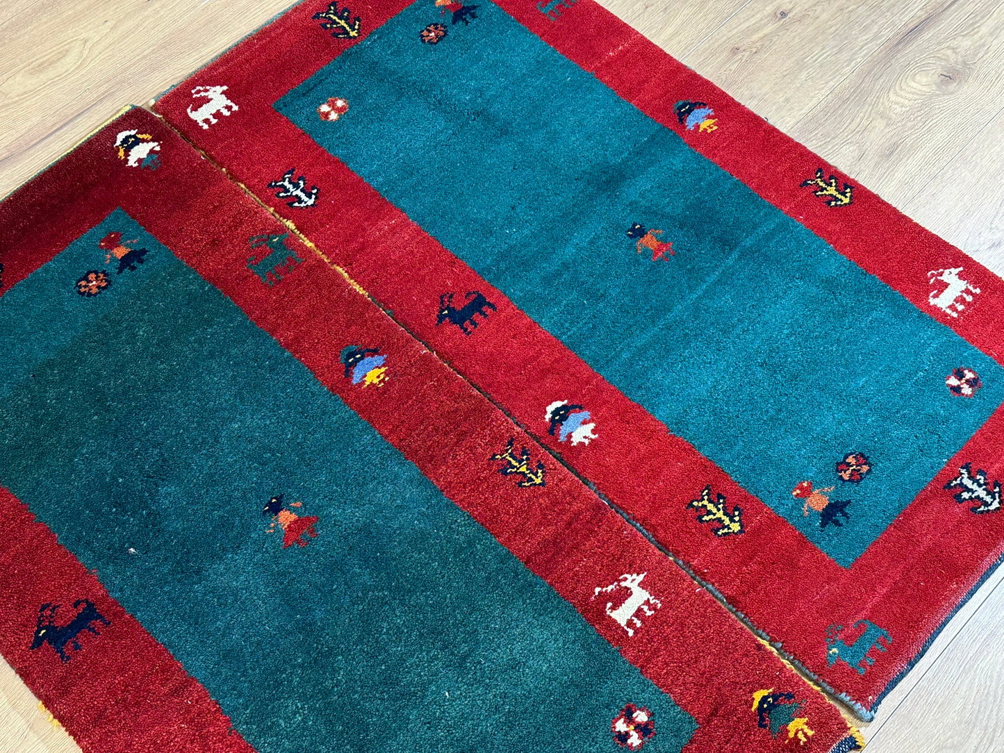 Paar Indo Gabbeh Brücken handgeknüpft Neu Top 125x60 / 123x60 cm