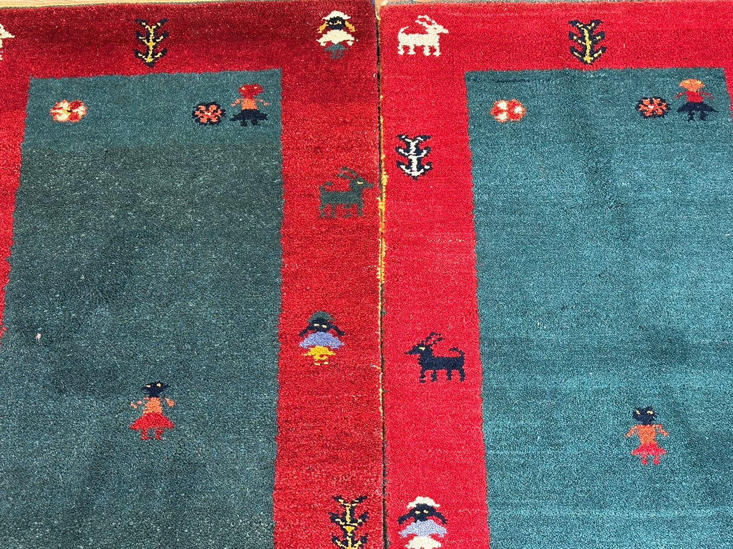 Paar Indo Gabbeh Brücken handgeknüpft Neu Top 125x60 / 123x60 cm