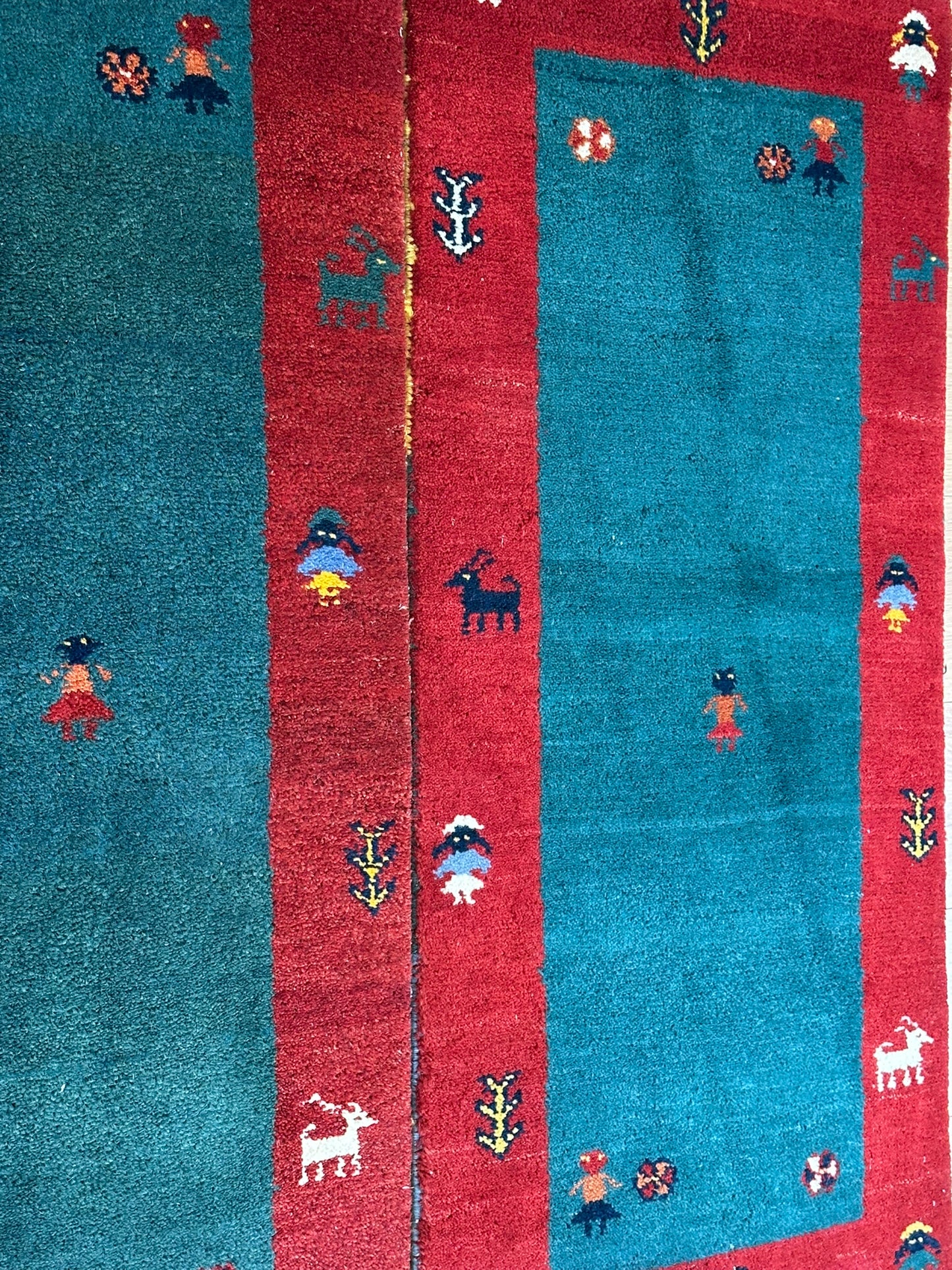 Paar Indo Gabbeh Brücken handgeknüpft Neu Top 125x60 / 123x60 cm