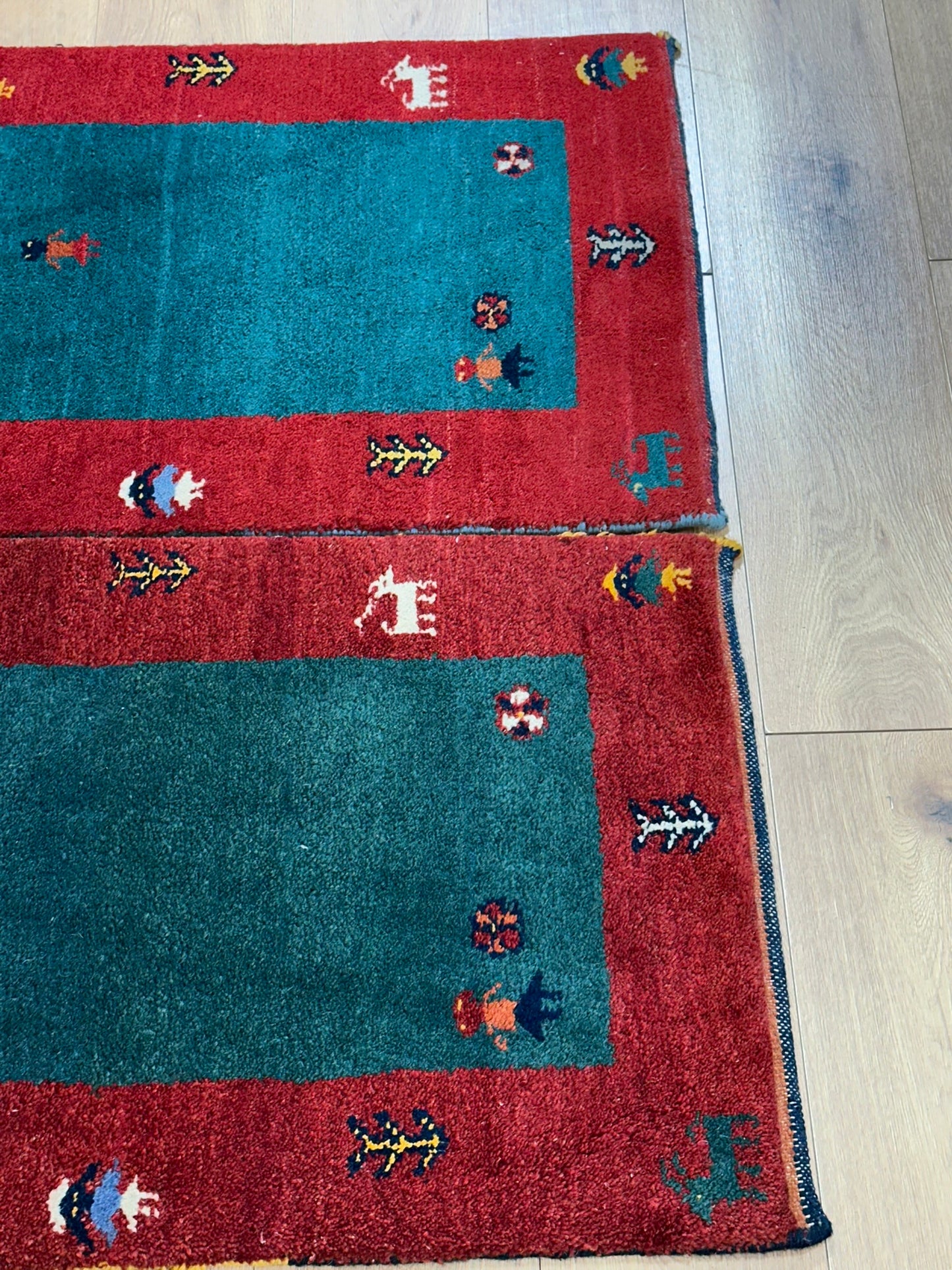 Paar Indo Gabbeh Brücken handgeknüpft Neu Top 125x60 / 123x60 cm