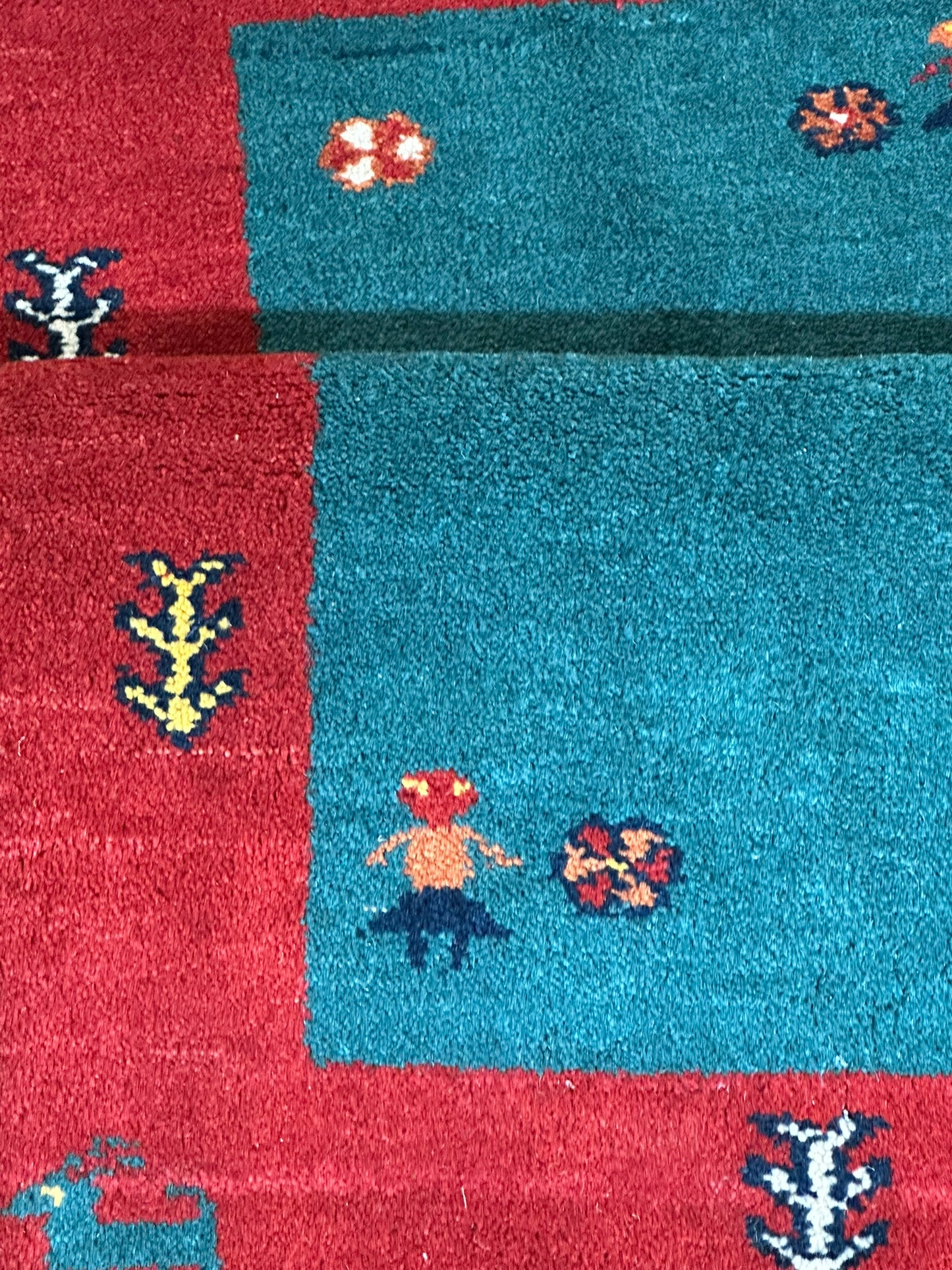 Paar Indo Gabbeh Brücken handgeknüpft Neu Top 125x60 / 123x60 cm