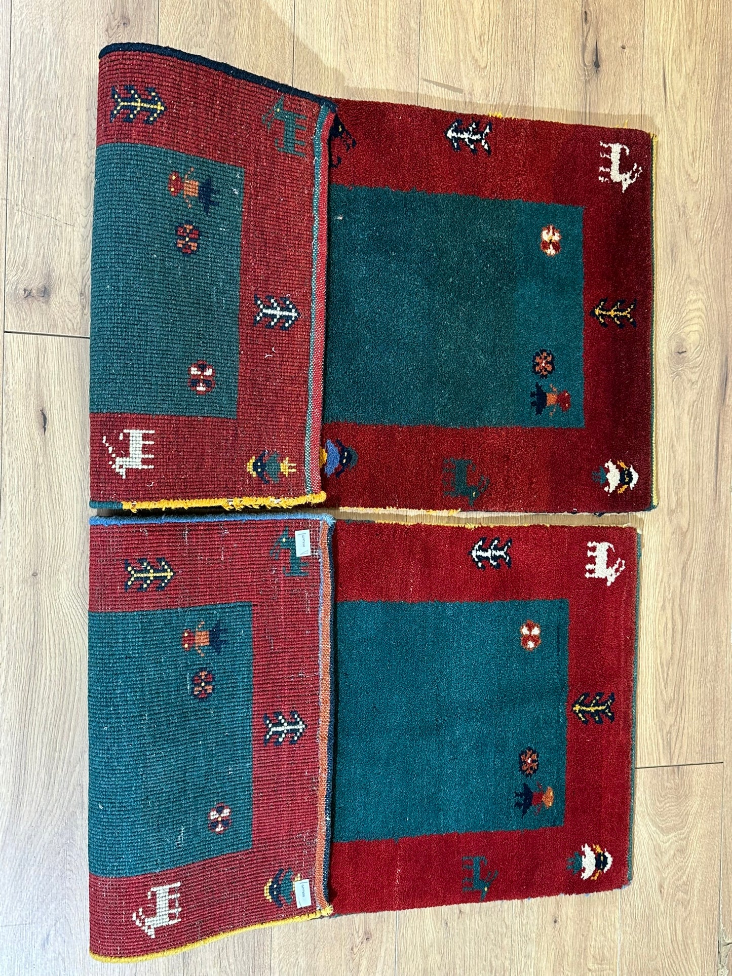 Paar Indo Gabbeh Brücken handgeknüpft Neu Top 125x60 / 123x60 cm