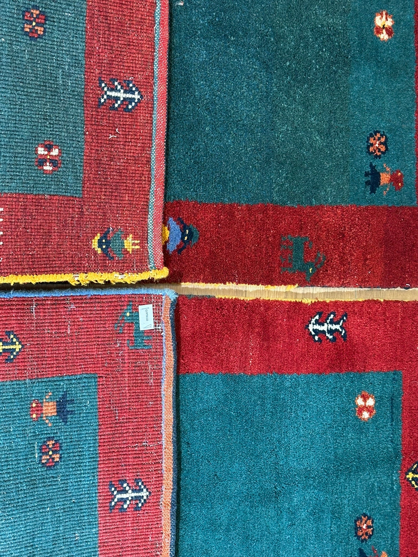 Paar Indo Gabbeh Brücken handgeknüpft Neu Top 125x60 / 123x60 cm