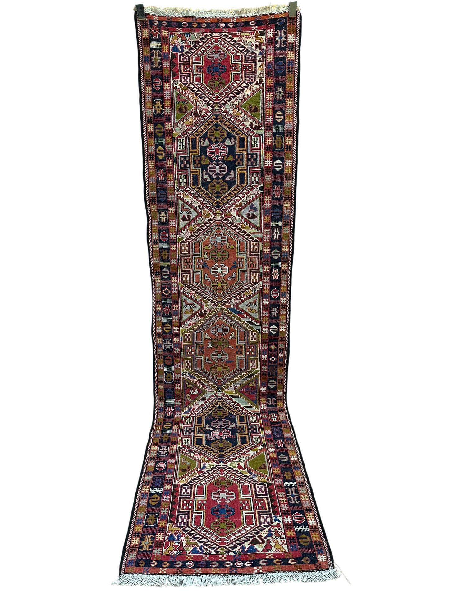 Orientteppich handgeknüpft Sumack Kelim 283x75 cm