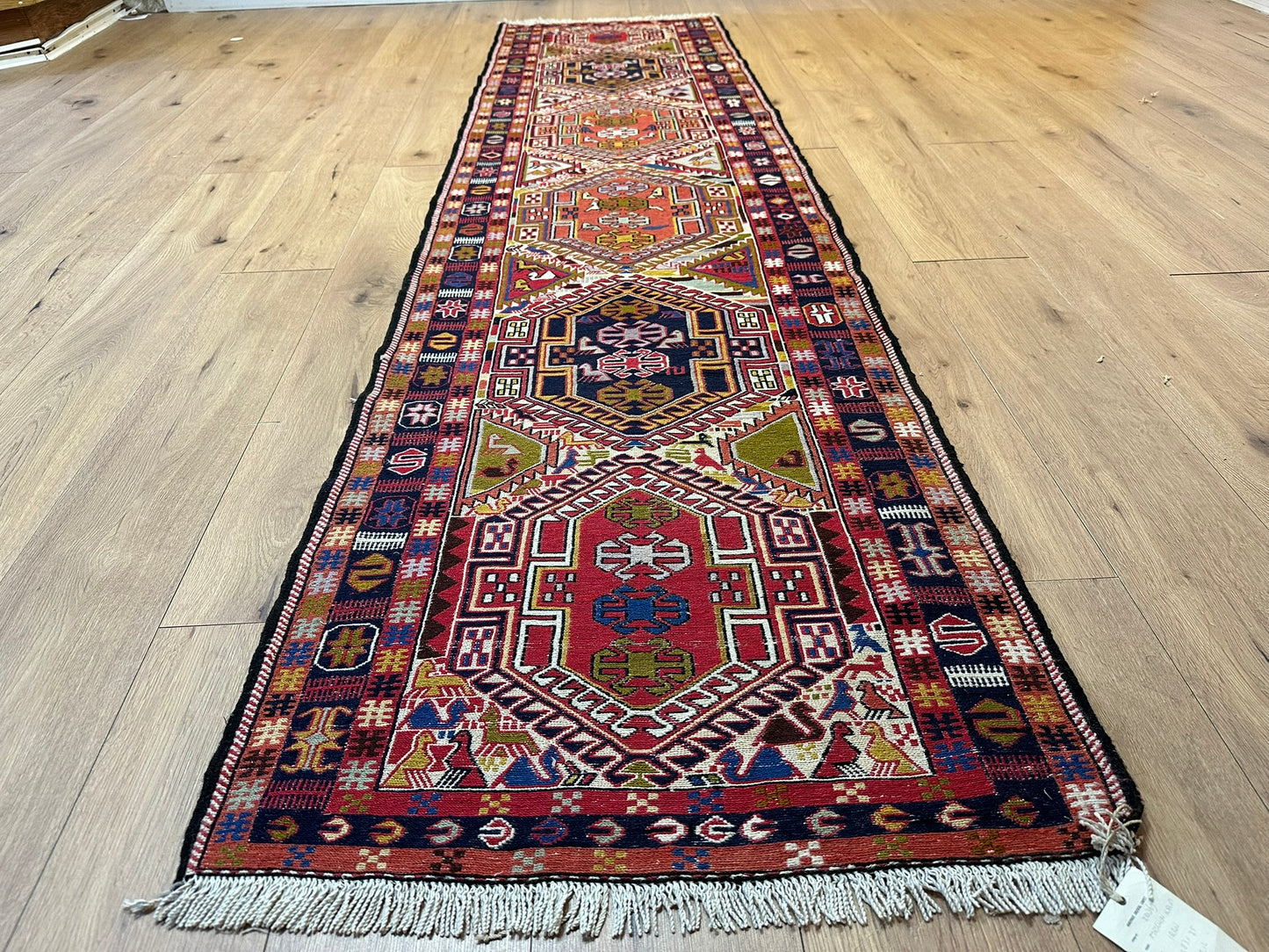 Orientteppich handgeknüpft Sumack Kelim 283x75 cm