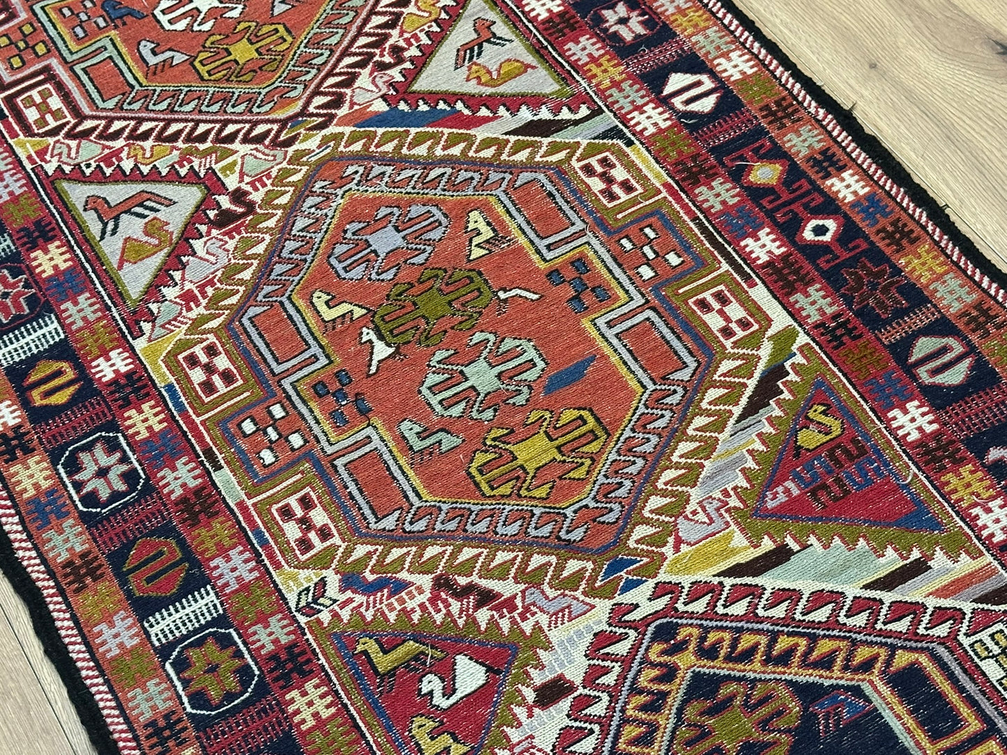 Orientteppich handgeknüpft Sumack Kelim 283x75 cm