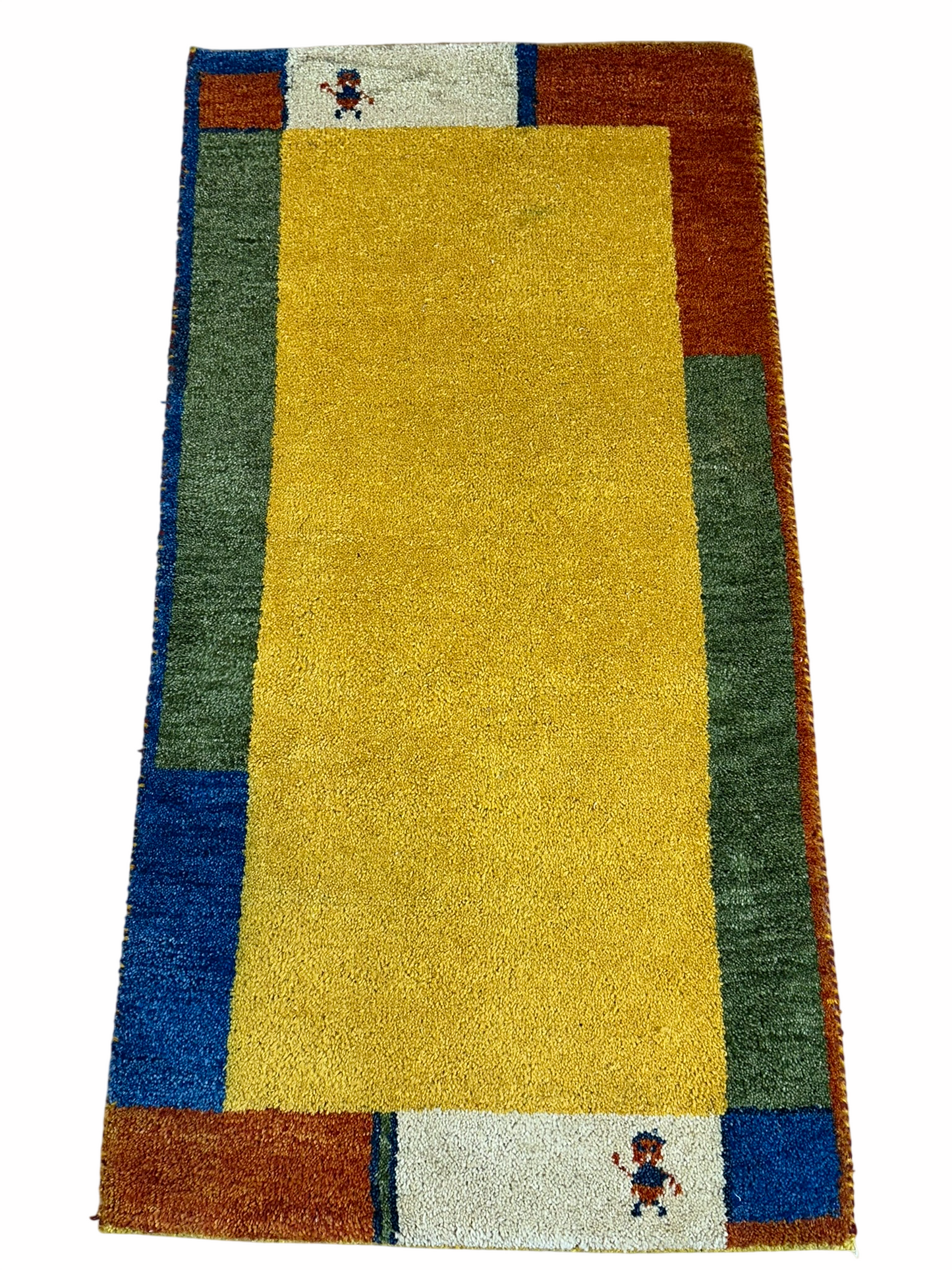 Indo Gabbeh Orientteppich handgeknüpft Gelb Modern 140x70 cm