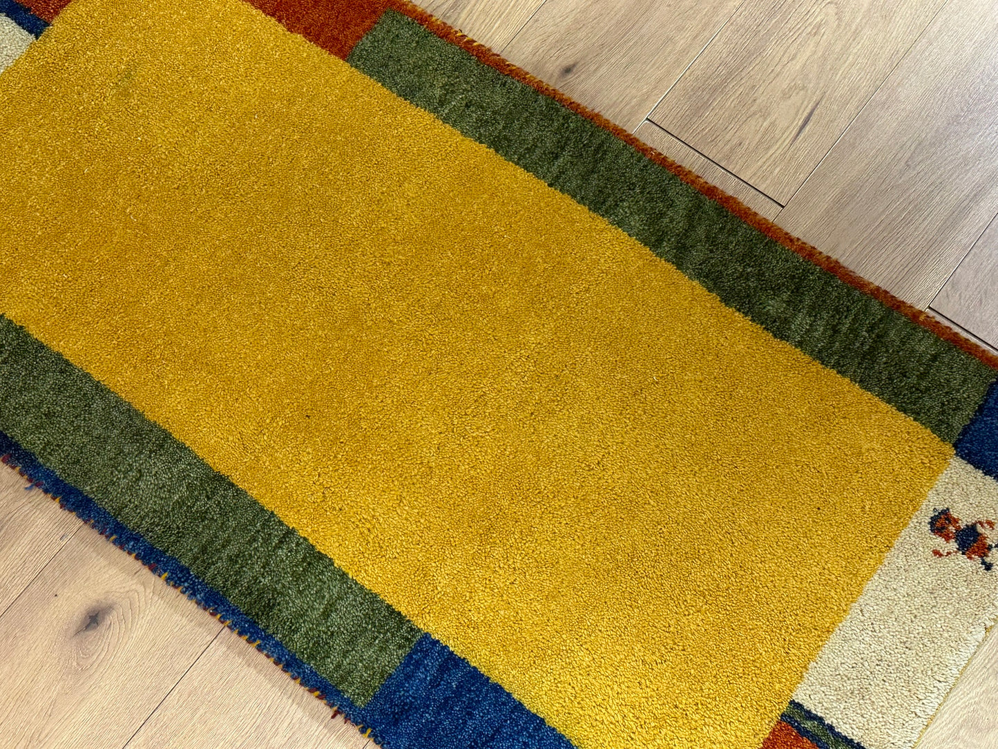 Indo Gabbeh Orientteppich handgeknüpft Gelb Modern 140x70 cm