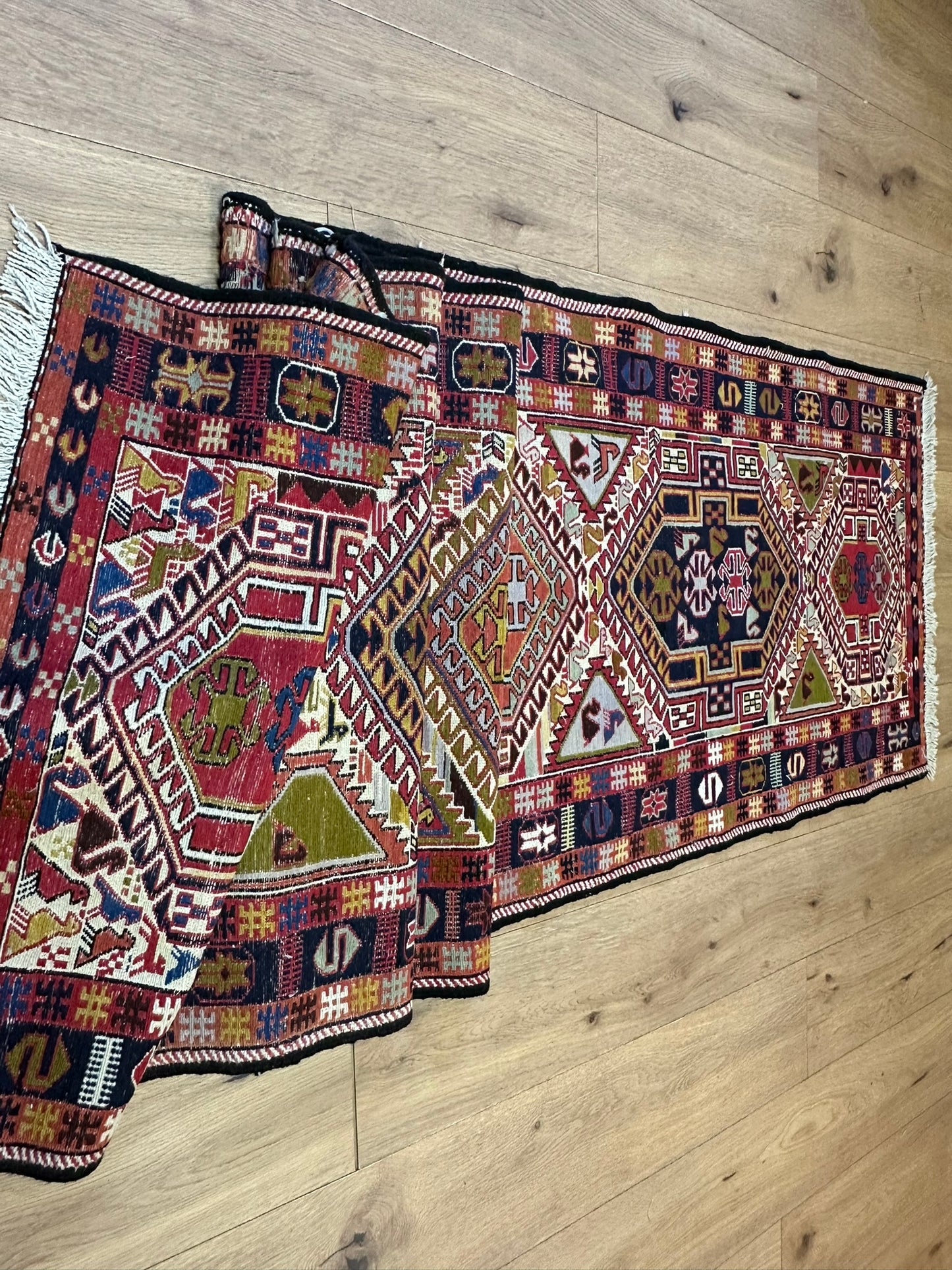 Orientteppich handgeknüpft Sumack Kelim 283x75 cm
