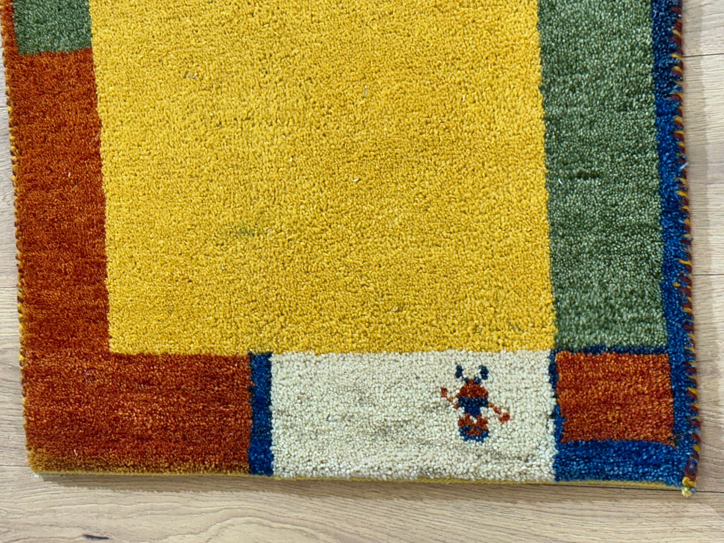 Indo Gabbeh Orientteppich handgeknüpft Gelb Modern 140x70 cm