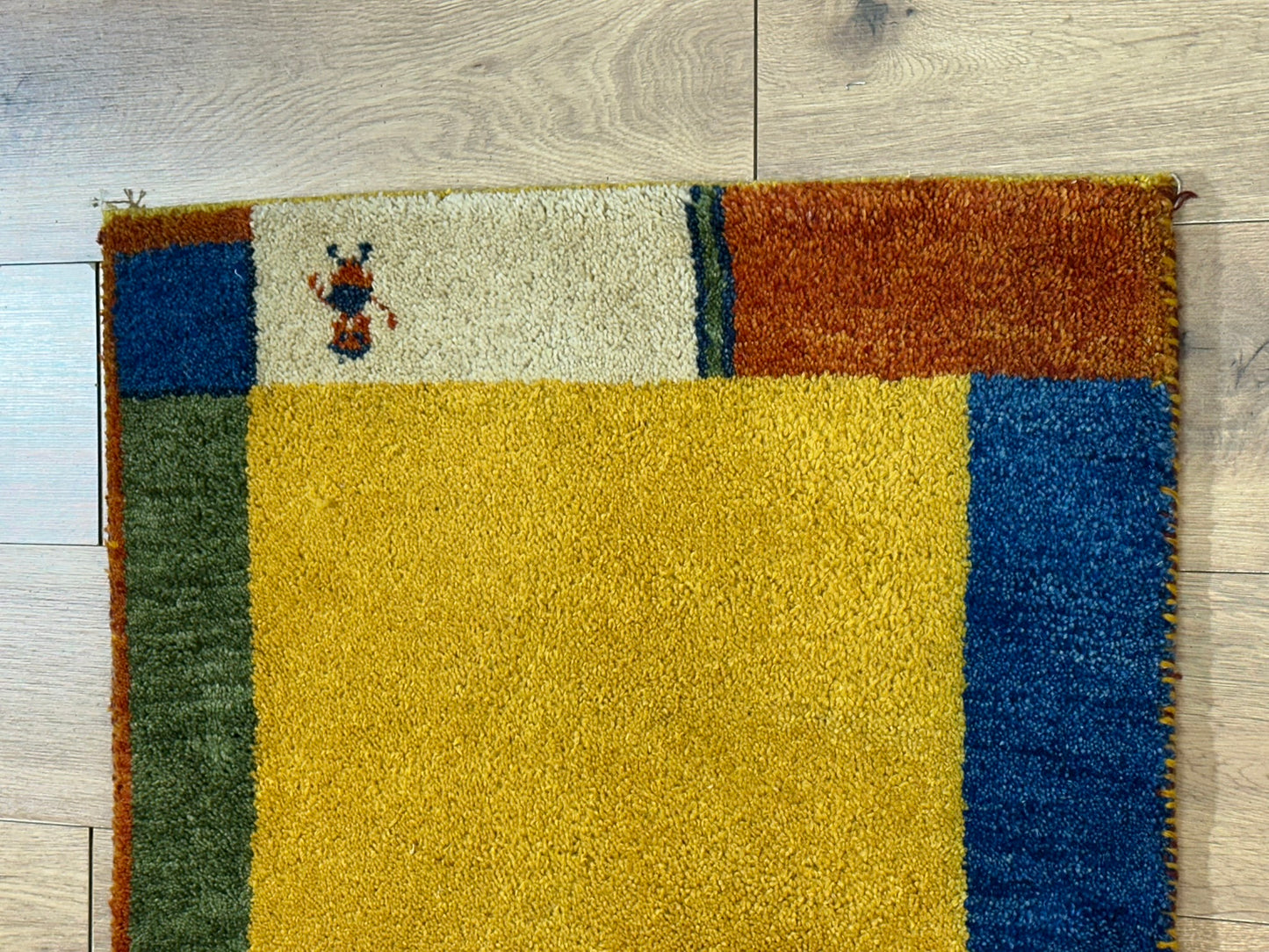Indo Gabbeh Orientteppich handgeknüpft Gelb Modern 140x70 cm