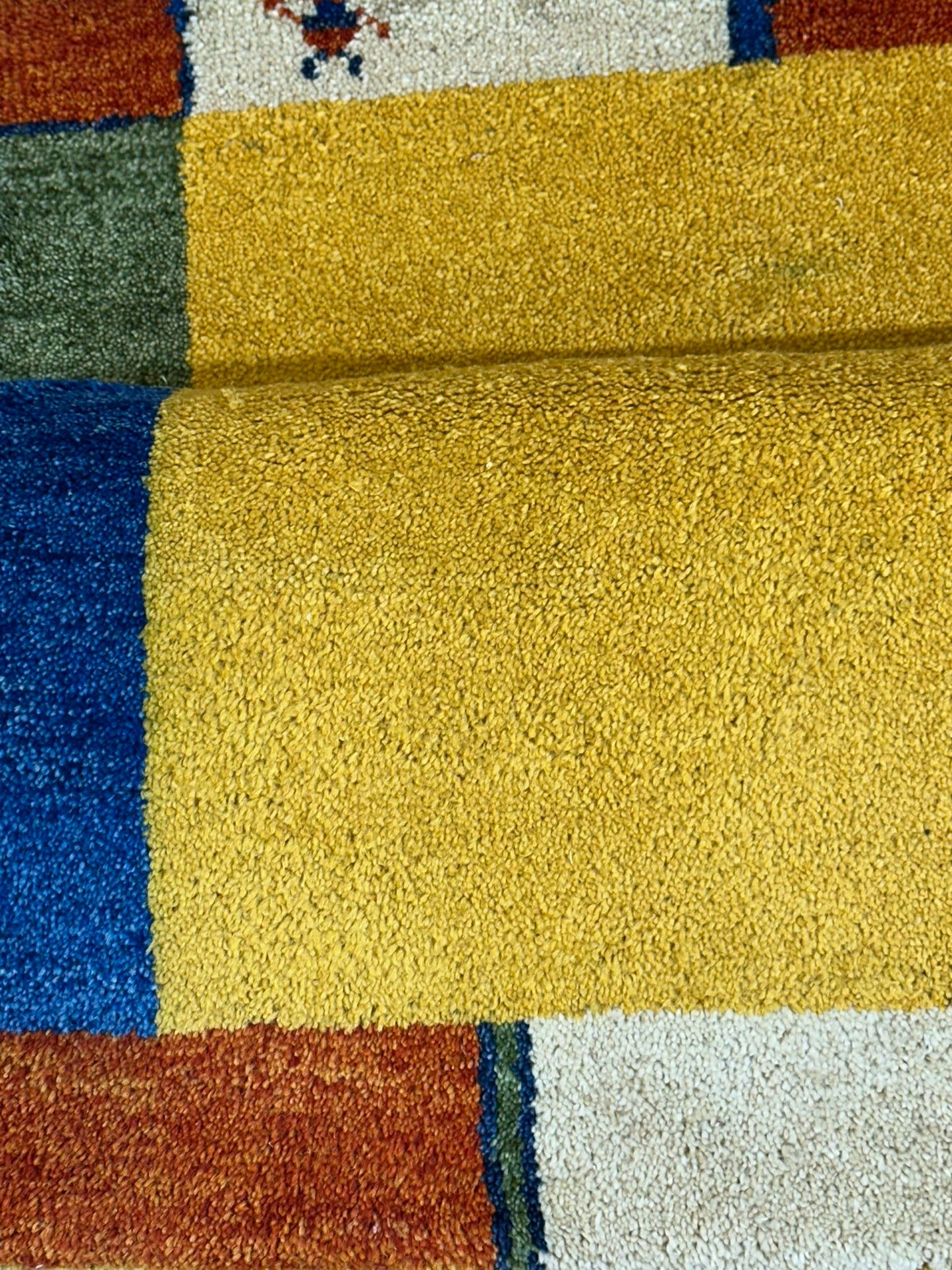 Indo Gabbeh Orientteppich handgeknüpft Gelb Modern 140x70 cm