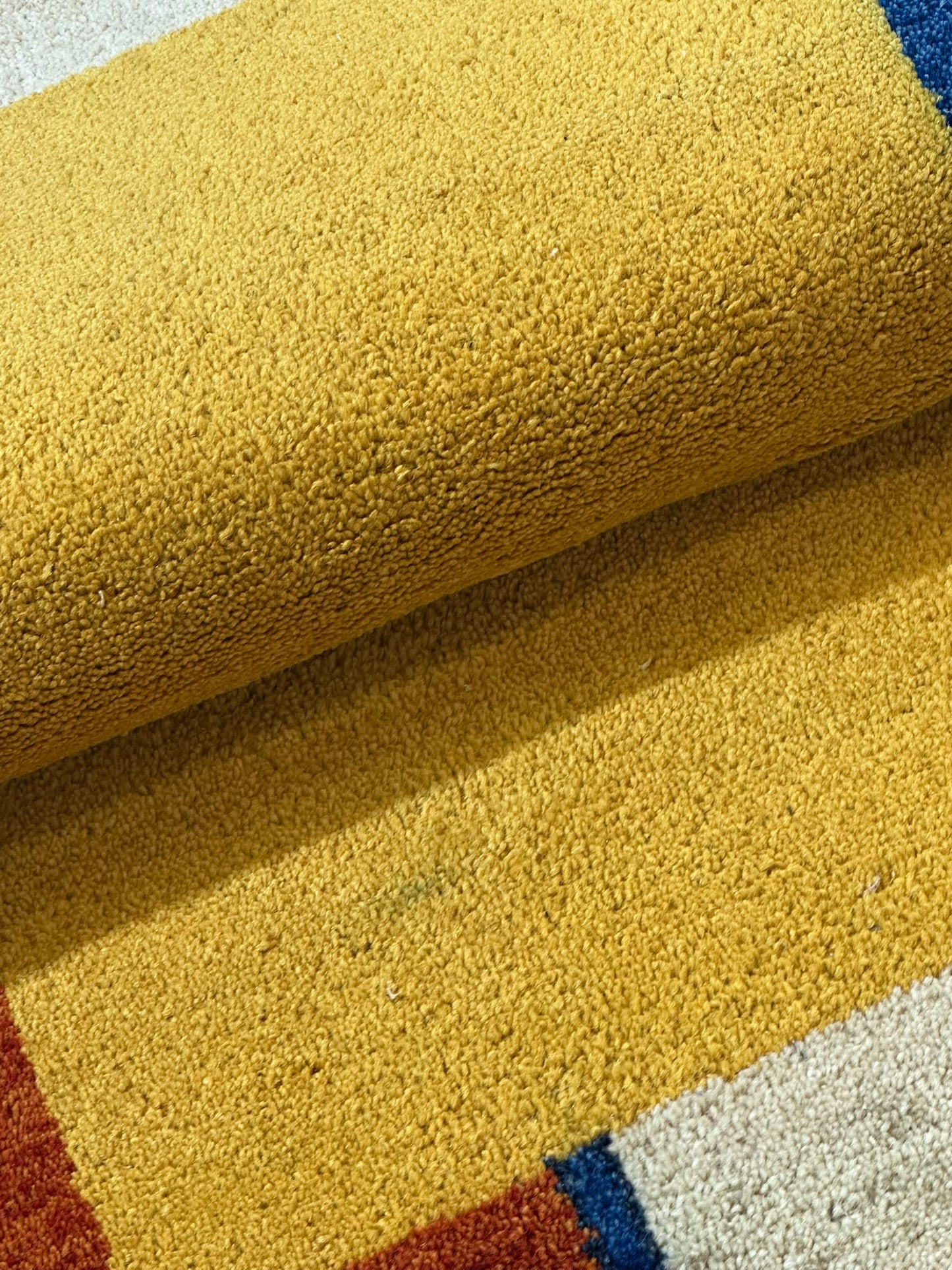 Indo Gabbeh Orientteppich handgeknüpft Gelb Modern 140x70 cm