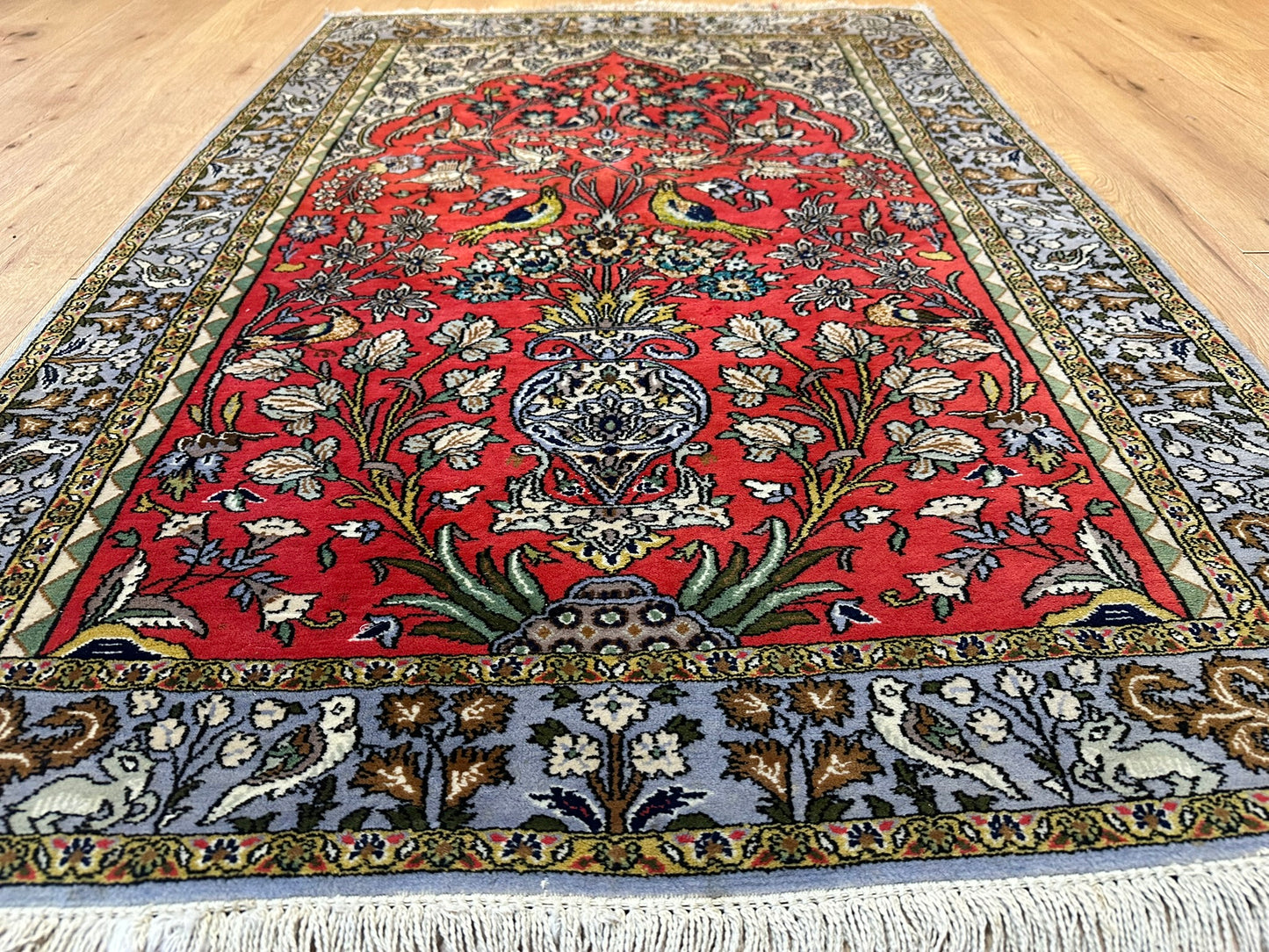 Orientteppich handgeknüpft Ghom Korkwolle 151x103 cm