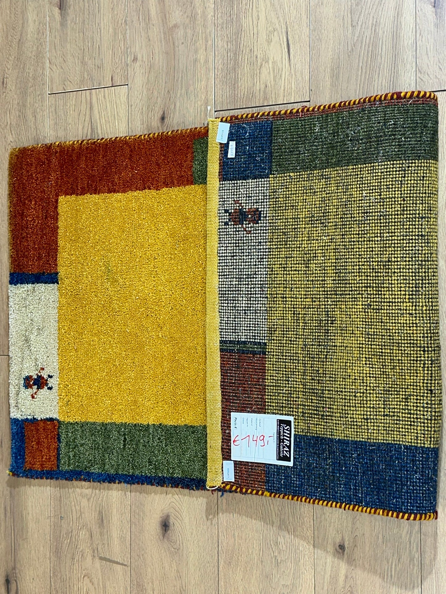 Indo Gabbeh Orientteppich handgeknüpft Gelb Modern 140x70 cm