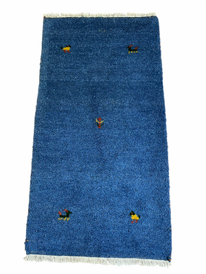 Indo Gabbeh Orientteppich handgeknüpft Blau 125x65 cm