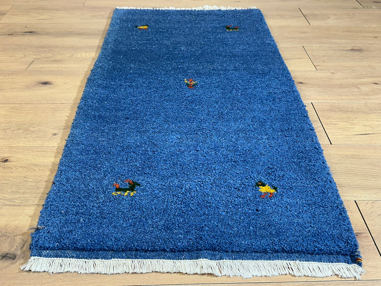Indo Gabbeh Orientteppich handgeknüpft Blau 125x65 cm