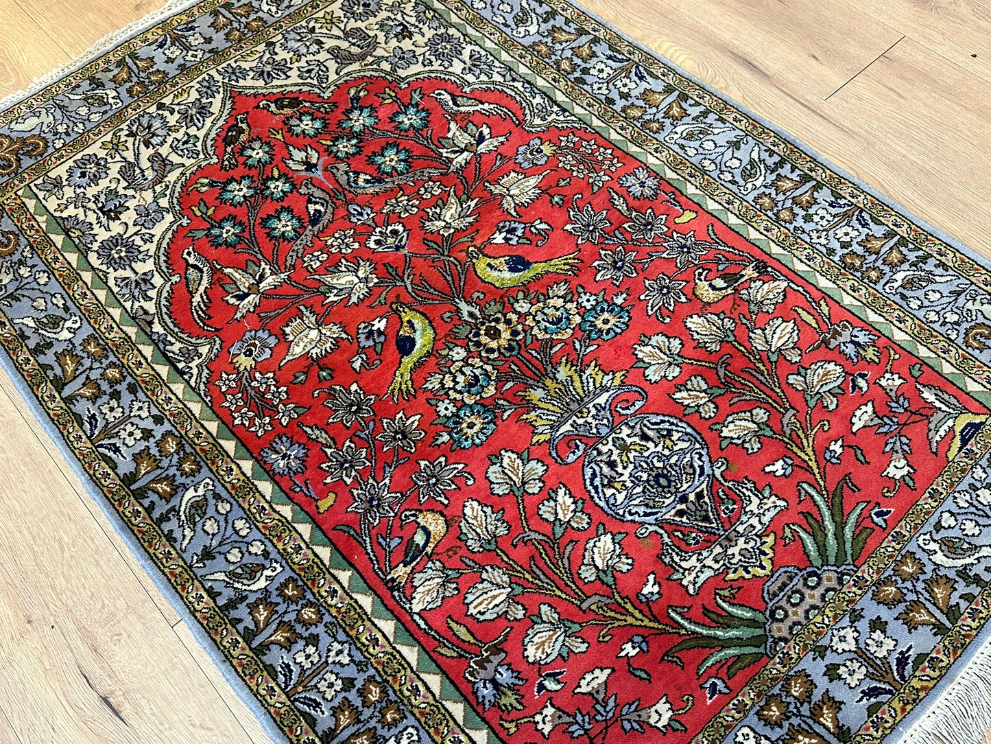 Orientteppich handgeknüpft Ghom Korkwolle 151x103 cm